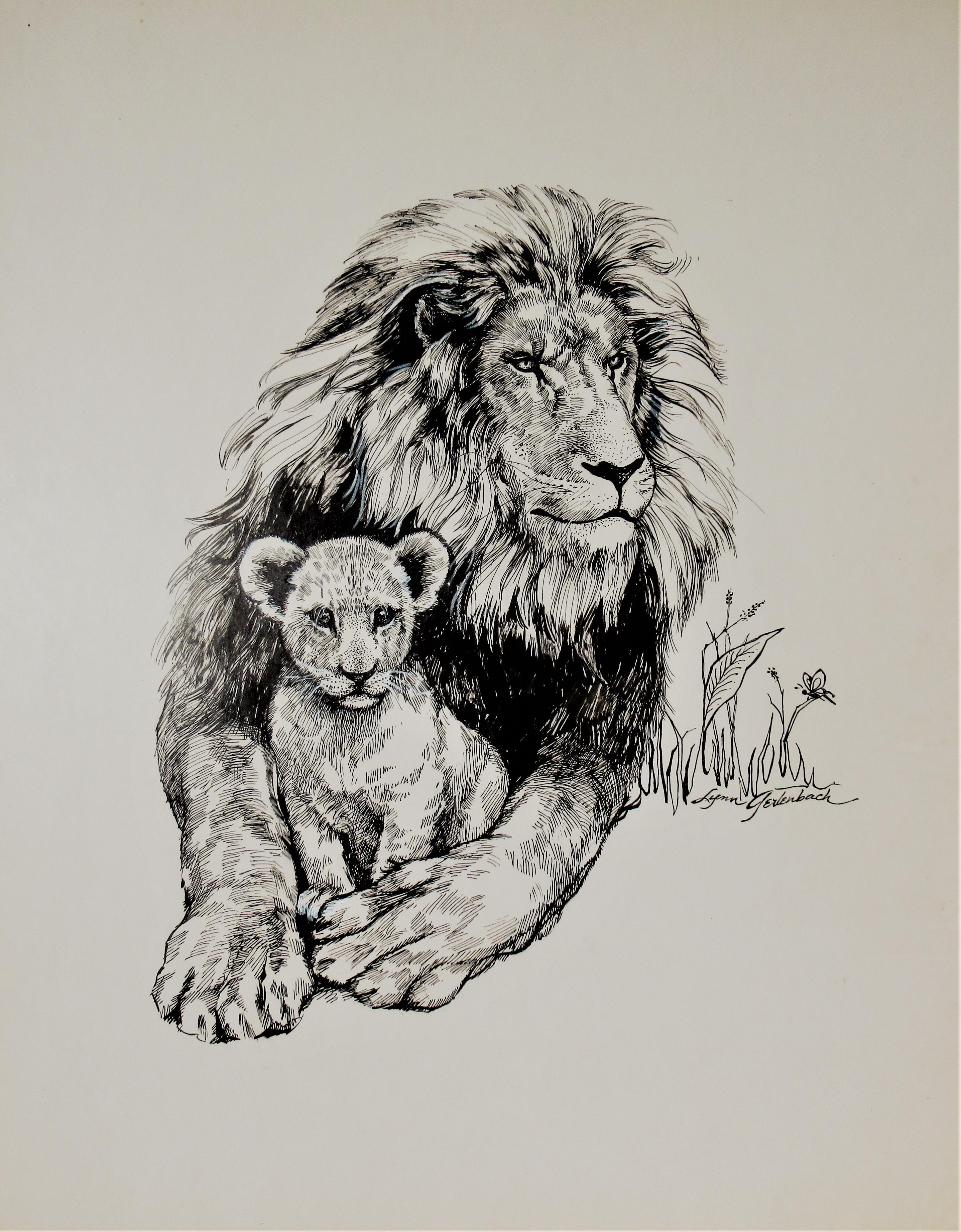 Lynn Gertenbach Animal Art - Lion and his Cub