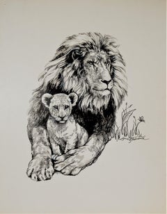 Vintage Lion and his Cub