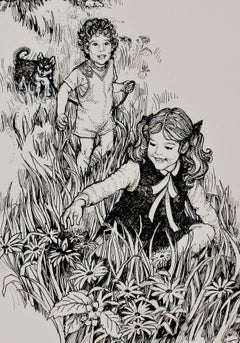 Two Children and Dog