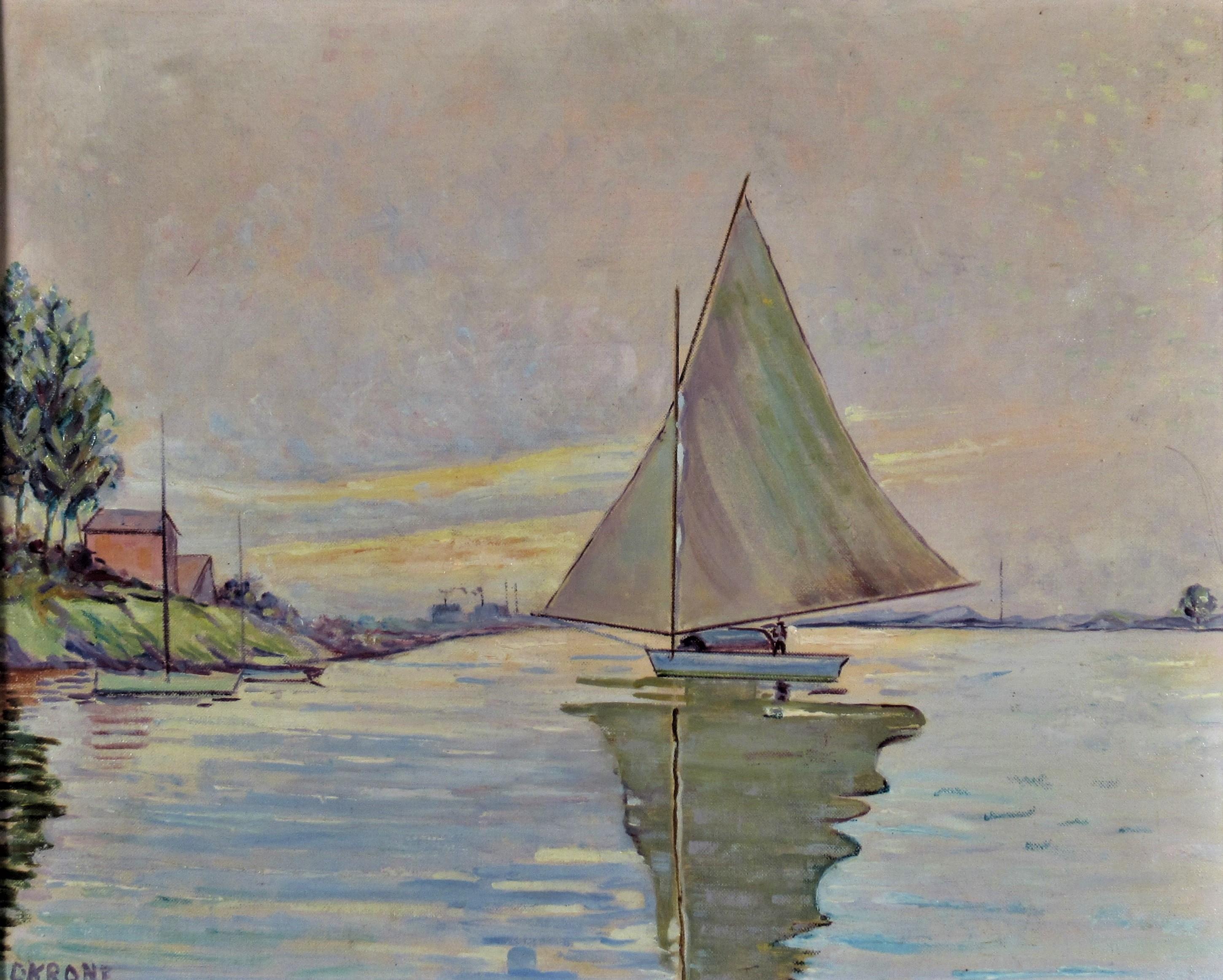 Sailboat on the Lake - Painting by Otto Krone
