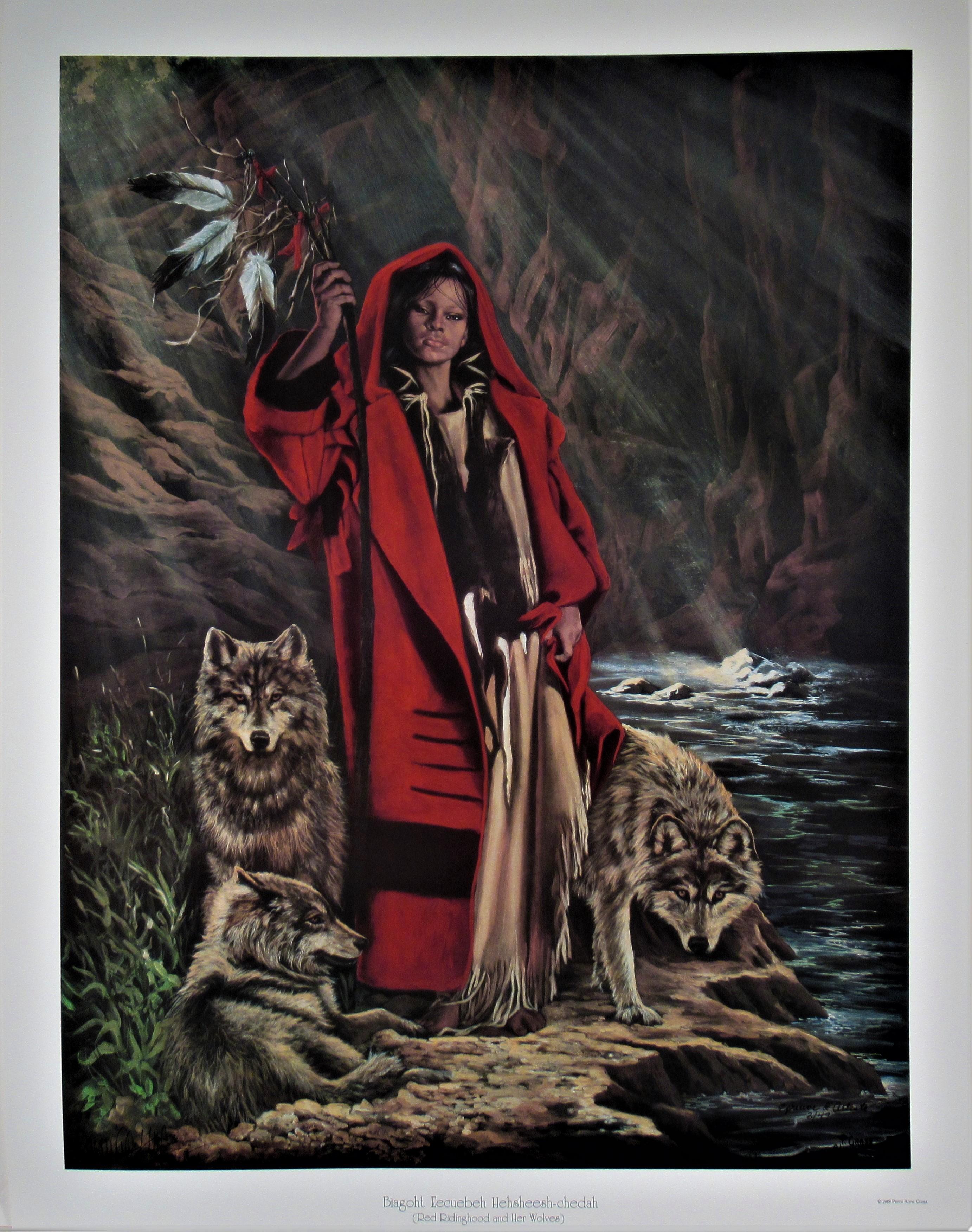 Penni Anne Cross Figurative Print -  Biagoth Eecuebeh Hehsheesh-Chedah (Red Ridinghood and her Wolves)