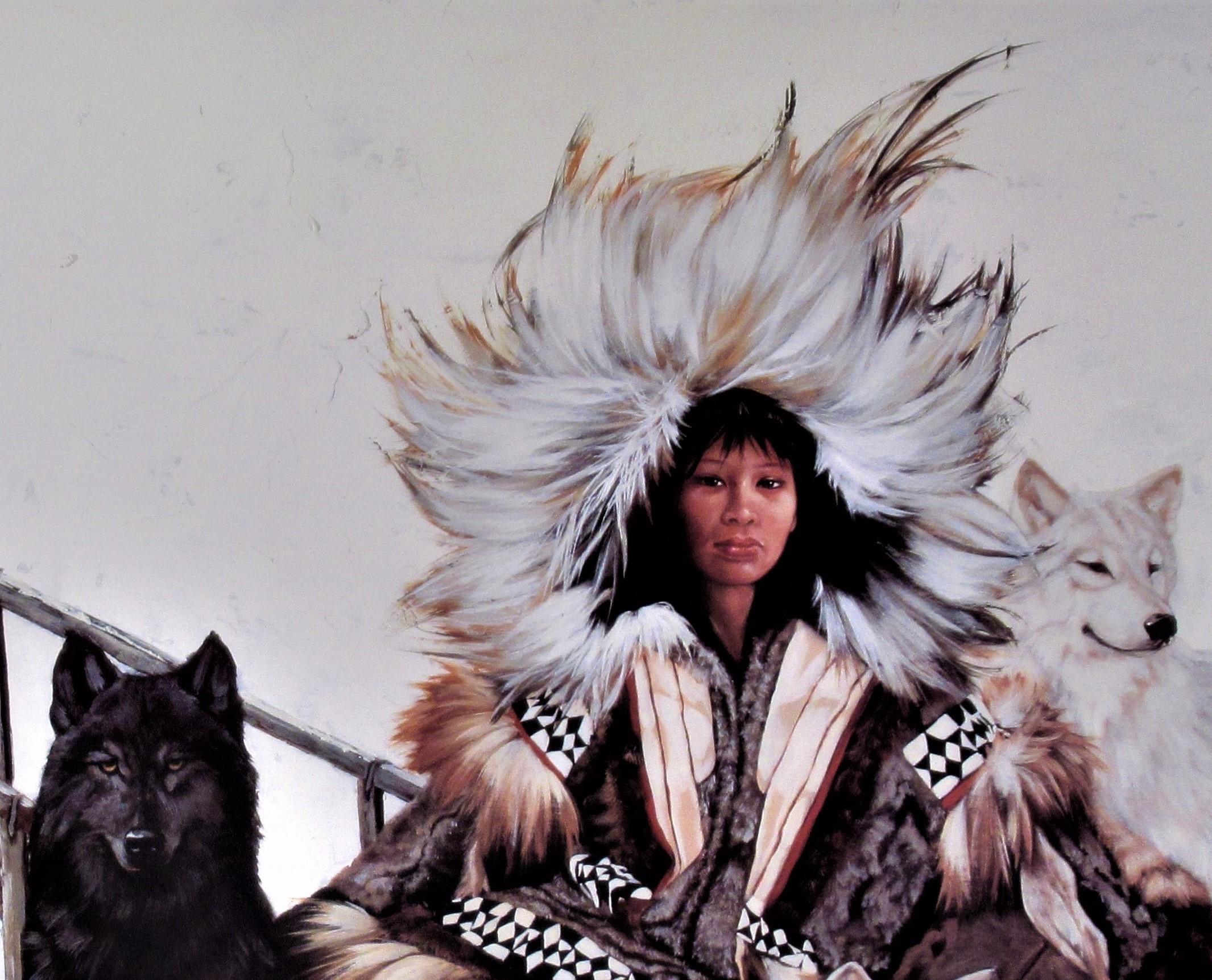 Agnjnauq Amguut; Iniupiaq (Frau mit ihren Wolken) (Realismus), Print, von Penni Anne Cross