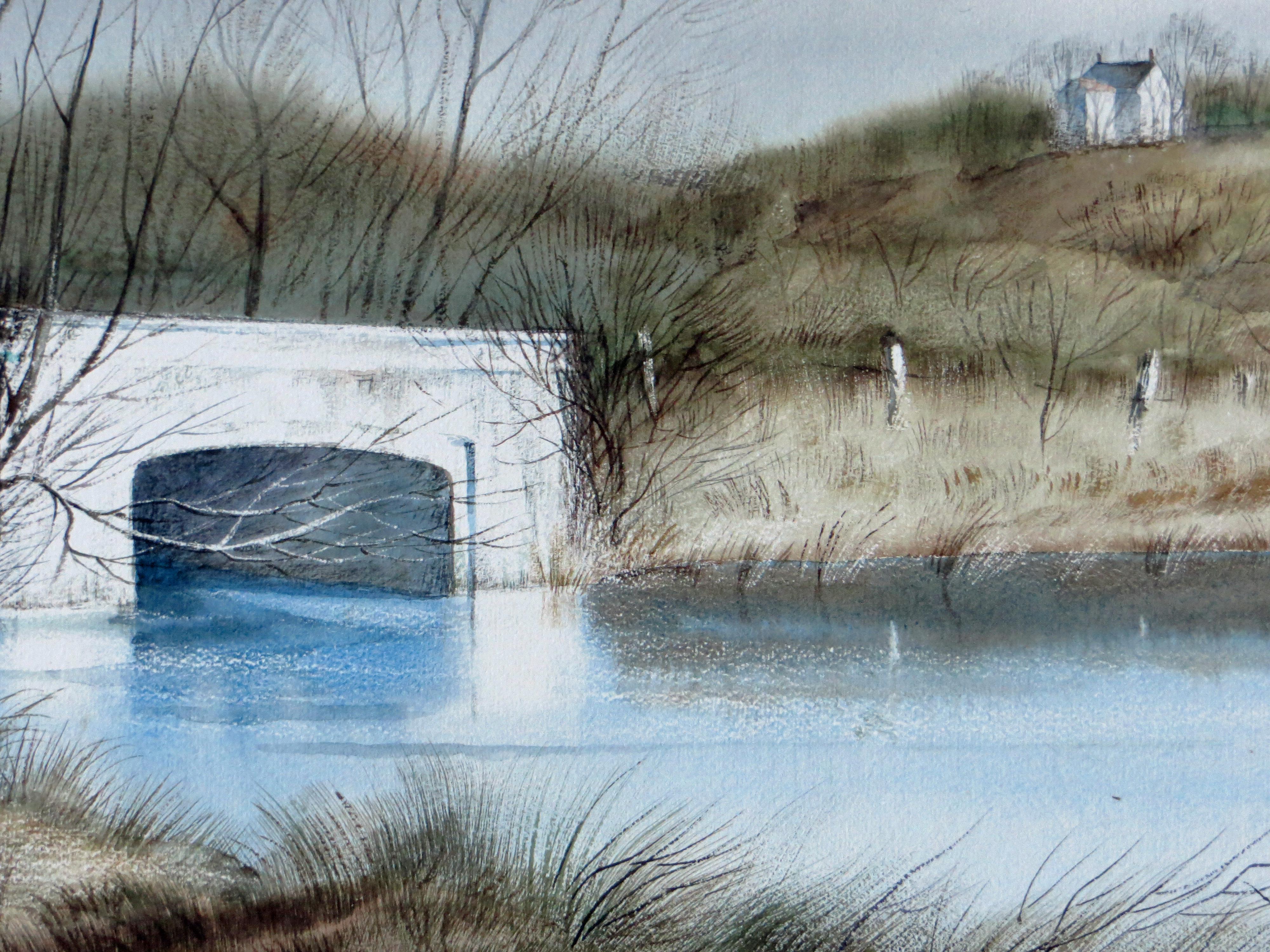 Untitled Delaware Landscape - Gray Landscape Painting by Edward Lynam Grant