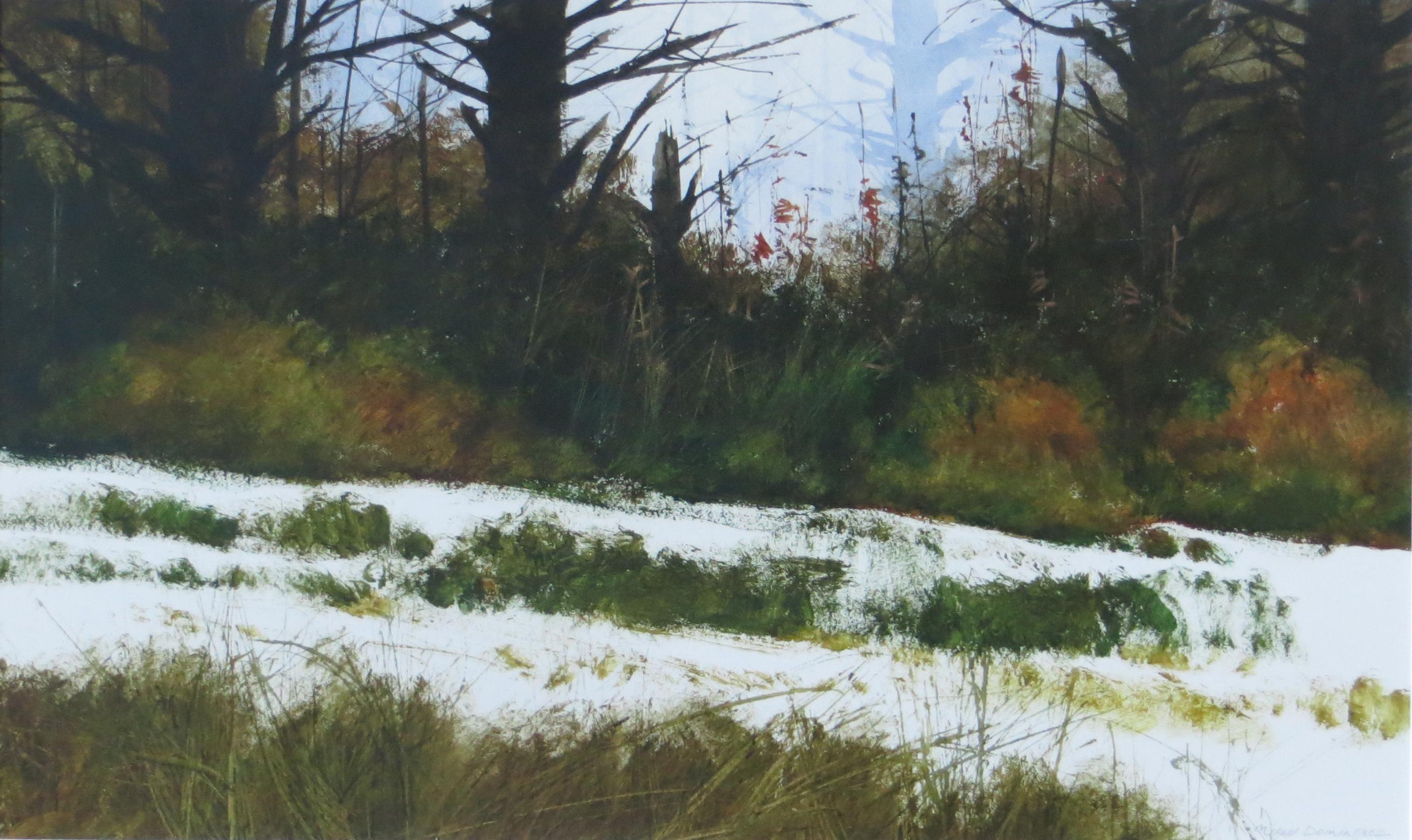 Winter Landscape - Gray Landscape Painting by Miguel Dominguez