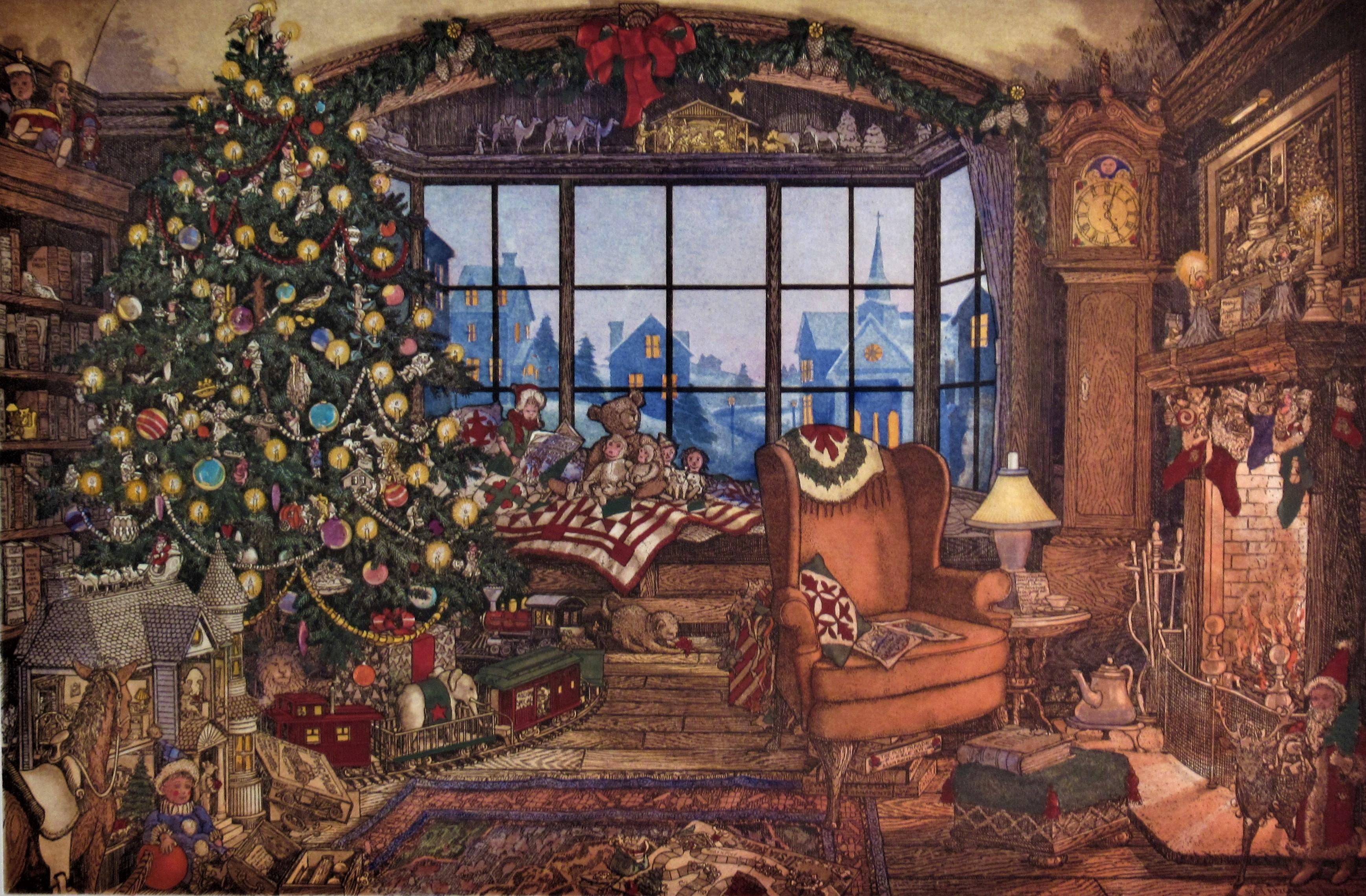 Scott Fitzgerald Figurative Print - Fireside Christmas