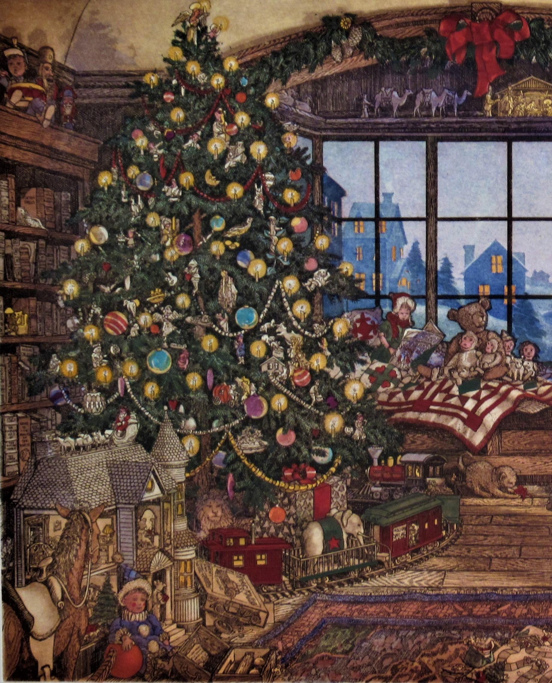 Weihnachten an Kaminsims (Amerikanischer Realismus), Print, von Scott Fitzgerald