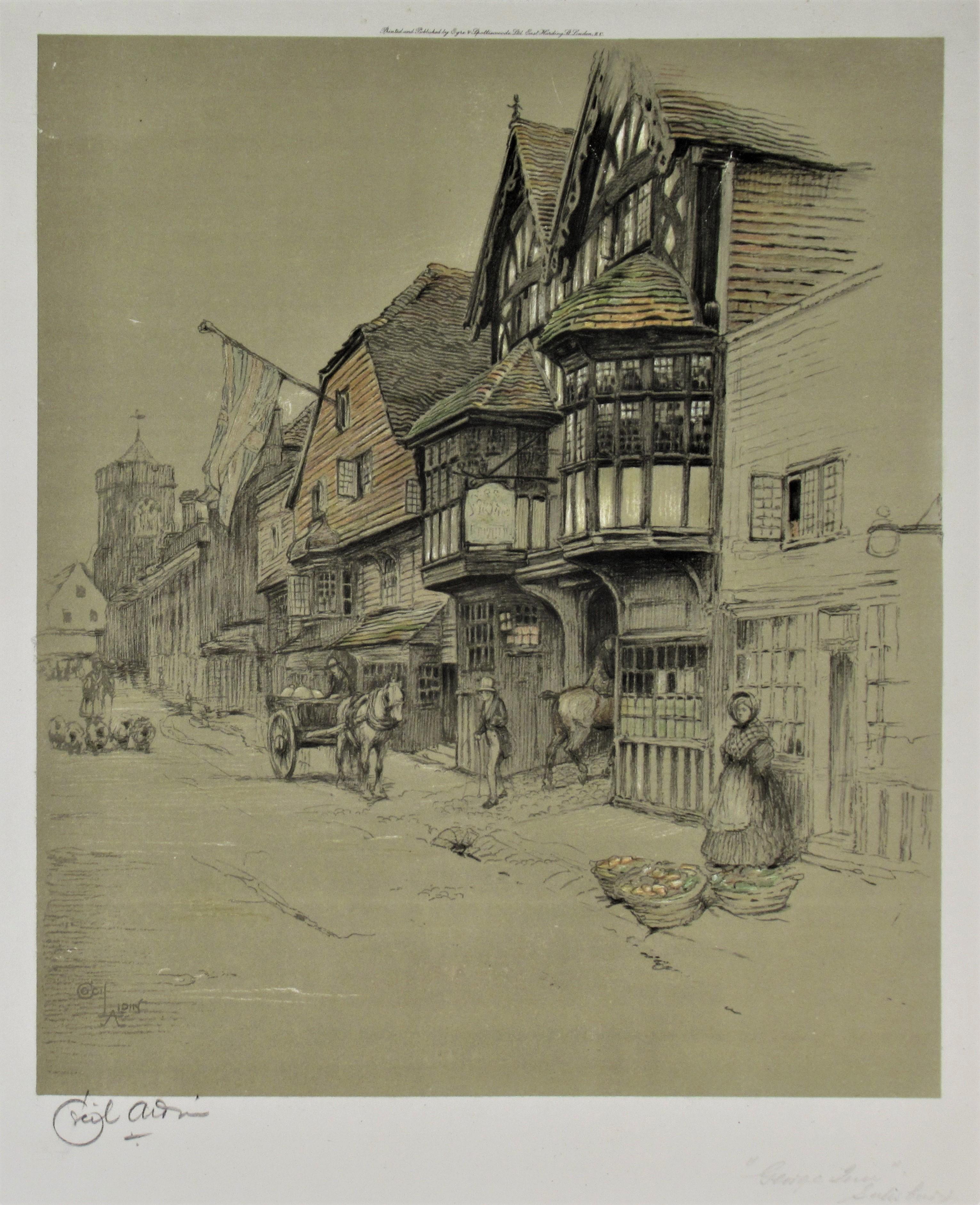 Cecil Charles Windsor Aldin Figurative Print - George Inn, Salisbury