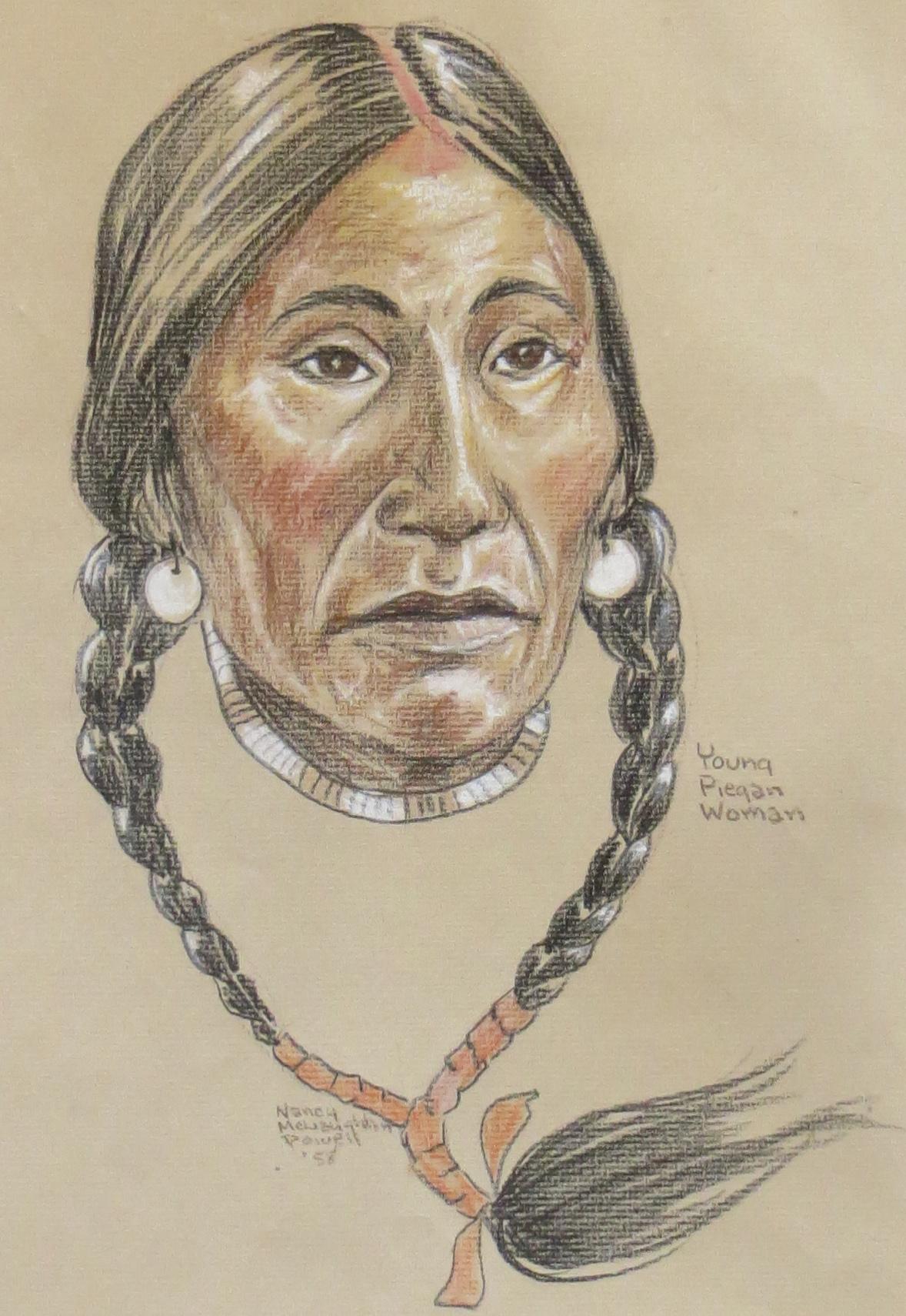 Young Piegan Woman - Painting by Nancy McLaughlin Powell