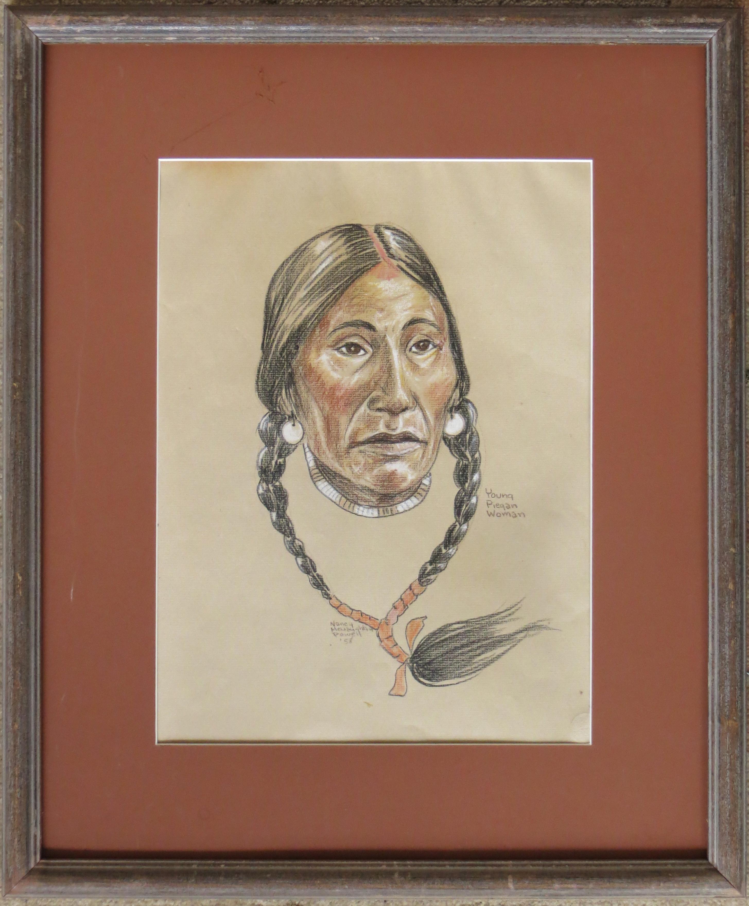 Young Piegan Woman - Realist Painting by Nancy McLaughlin Powell