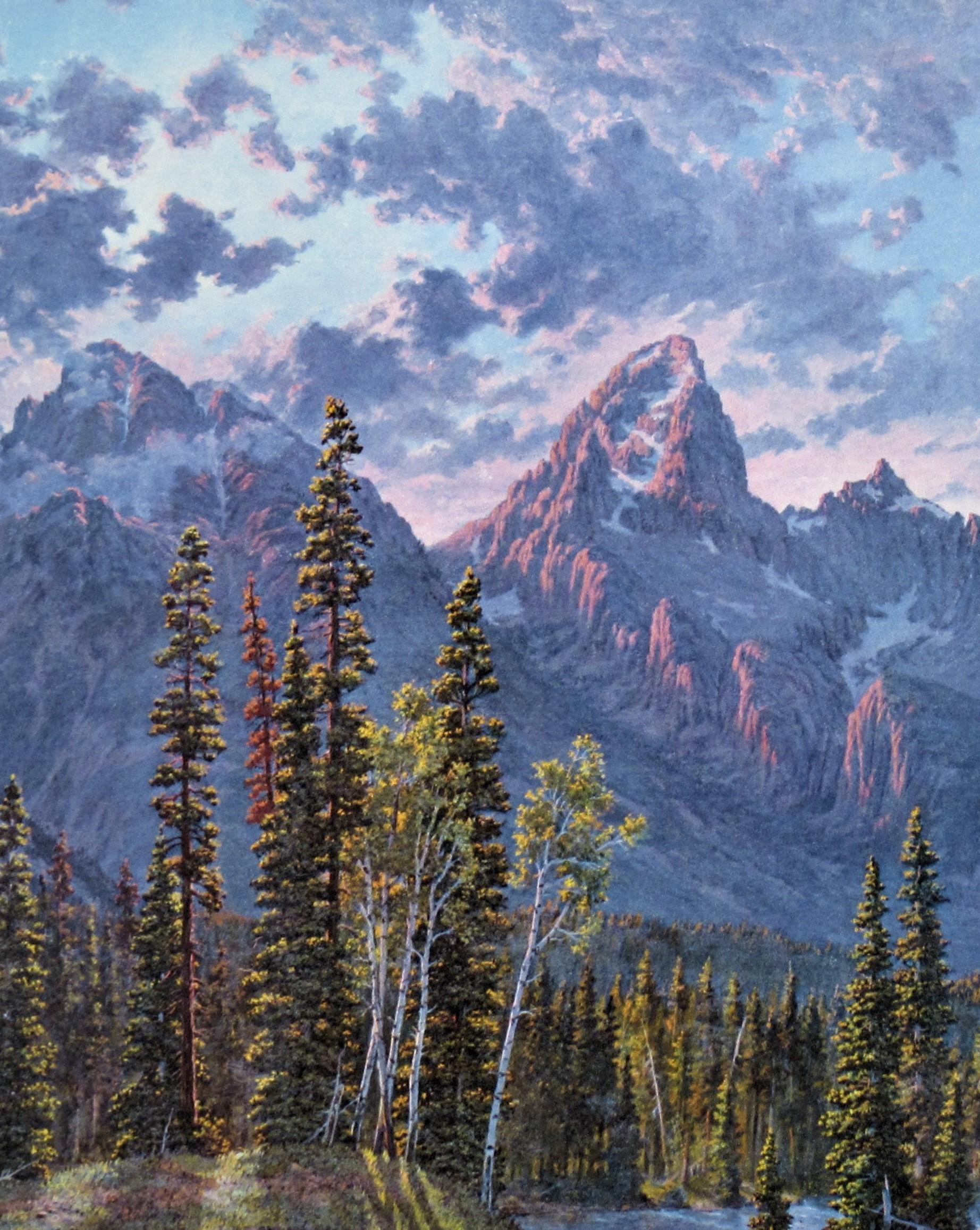 Majestätische Berge in Violett (Amerikanischer Realismus), Print, von Hall Drake Diteman