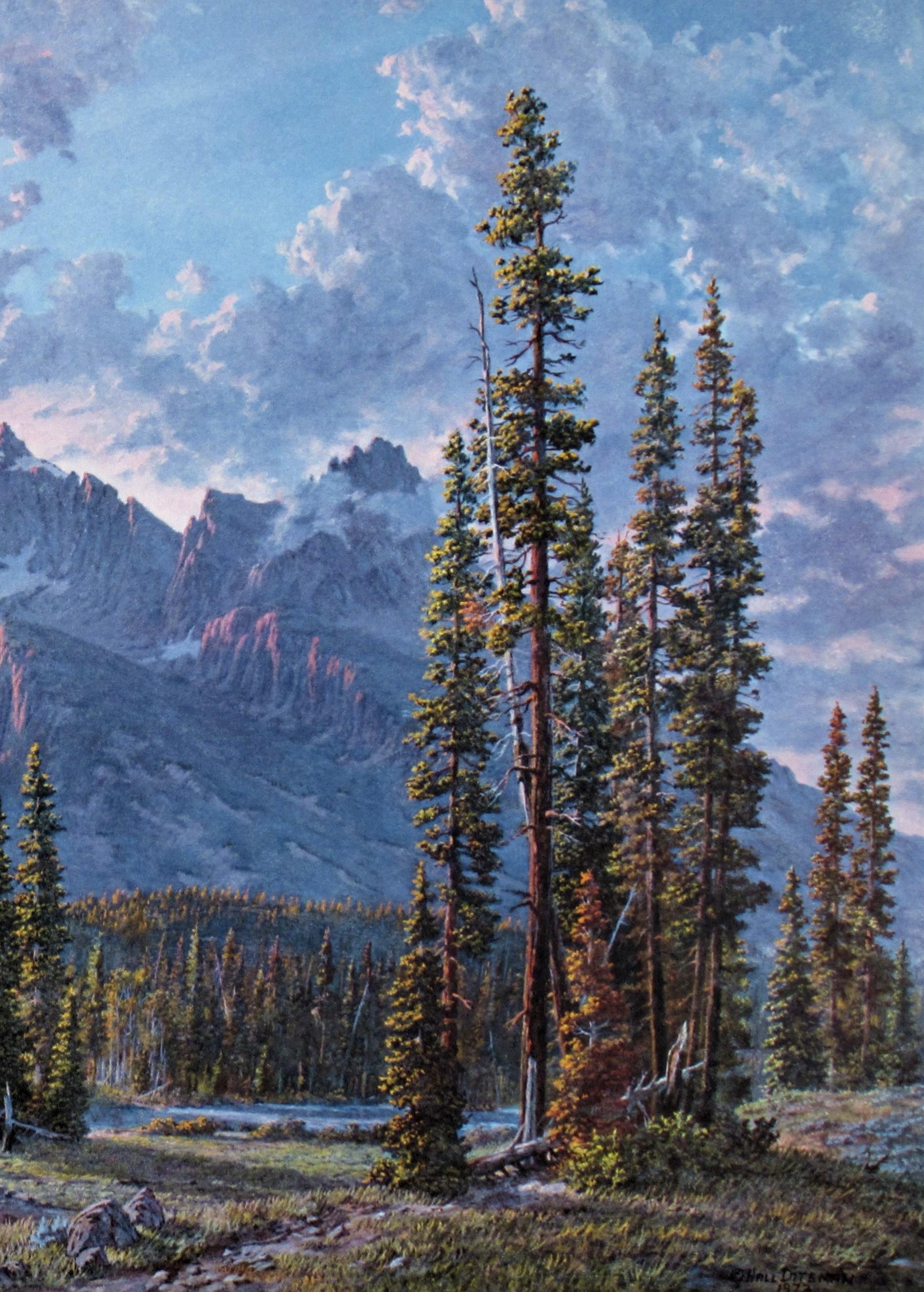 Majestätische Berge in Violett (Grau), Landscape Print, von Hall Drake Diteman