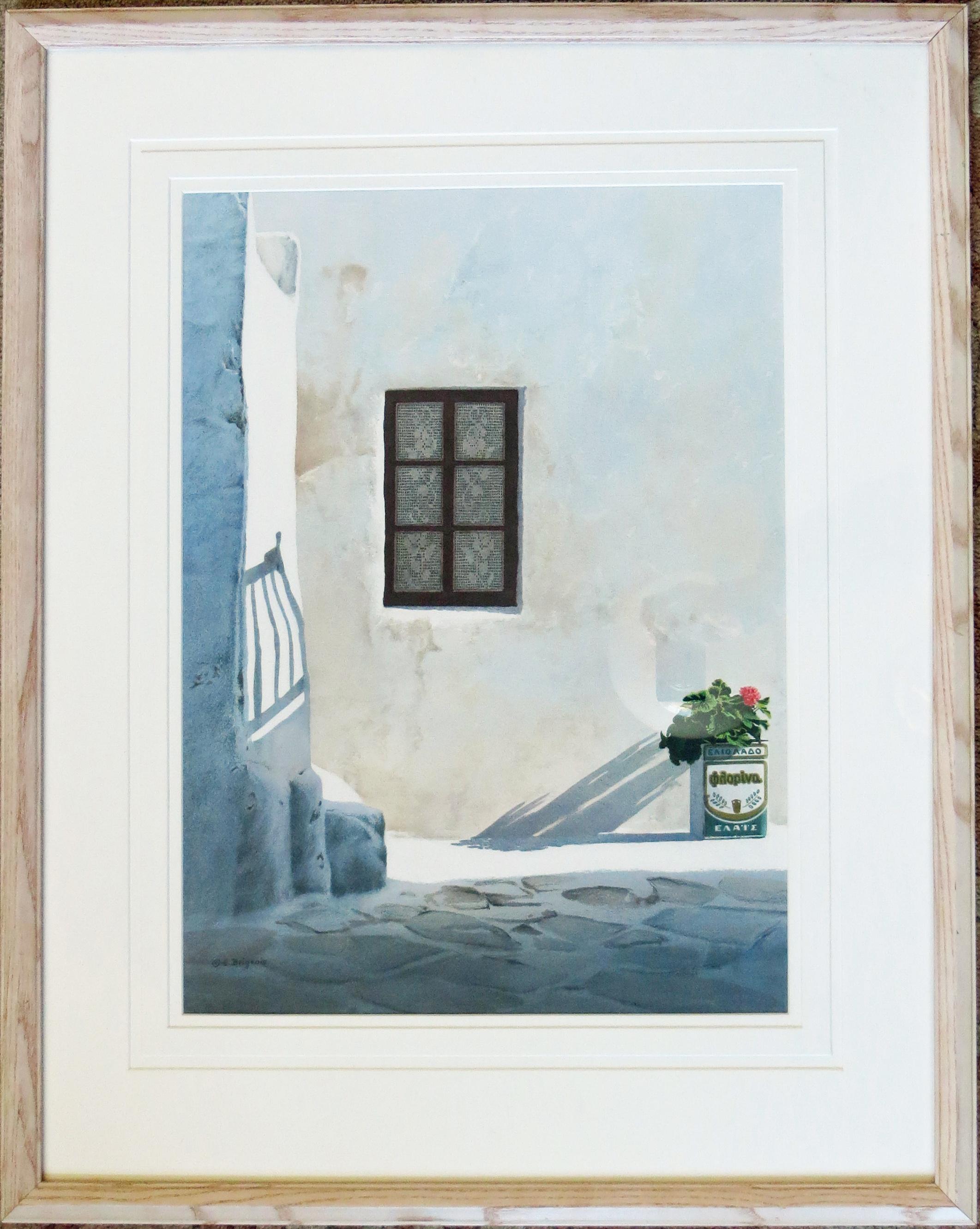 Behind Paraportiani, Mykonos - Painting by Evelyne Brigeois