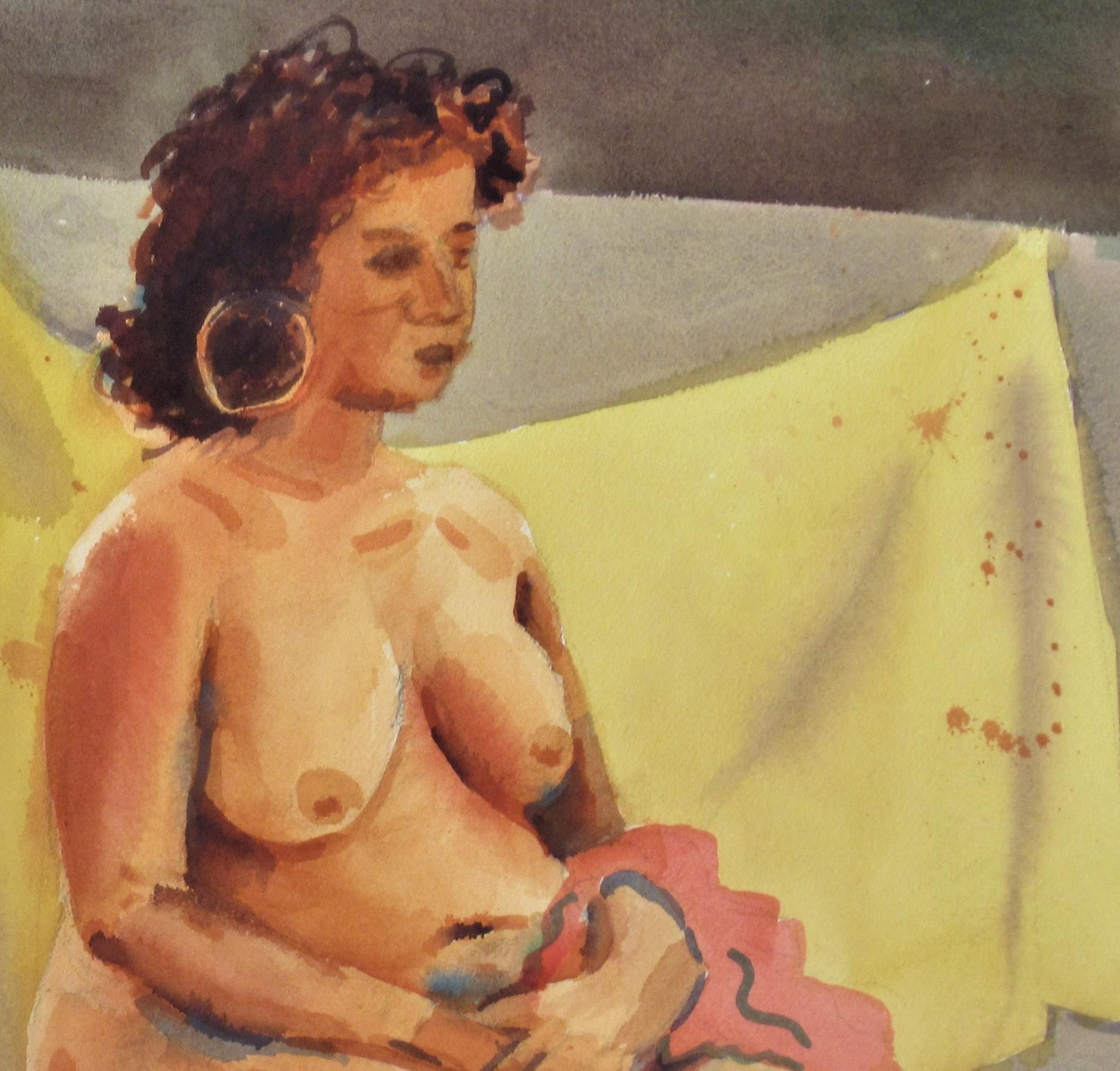 Siège Nu de couleur chair - Impressionnisme américain Art par Arnold A. Grossman
