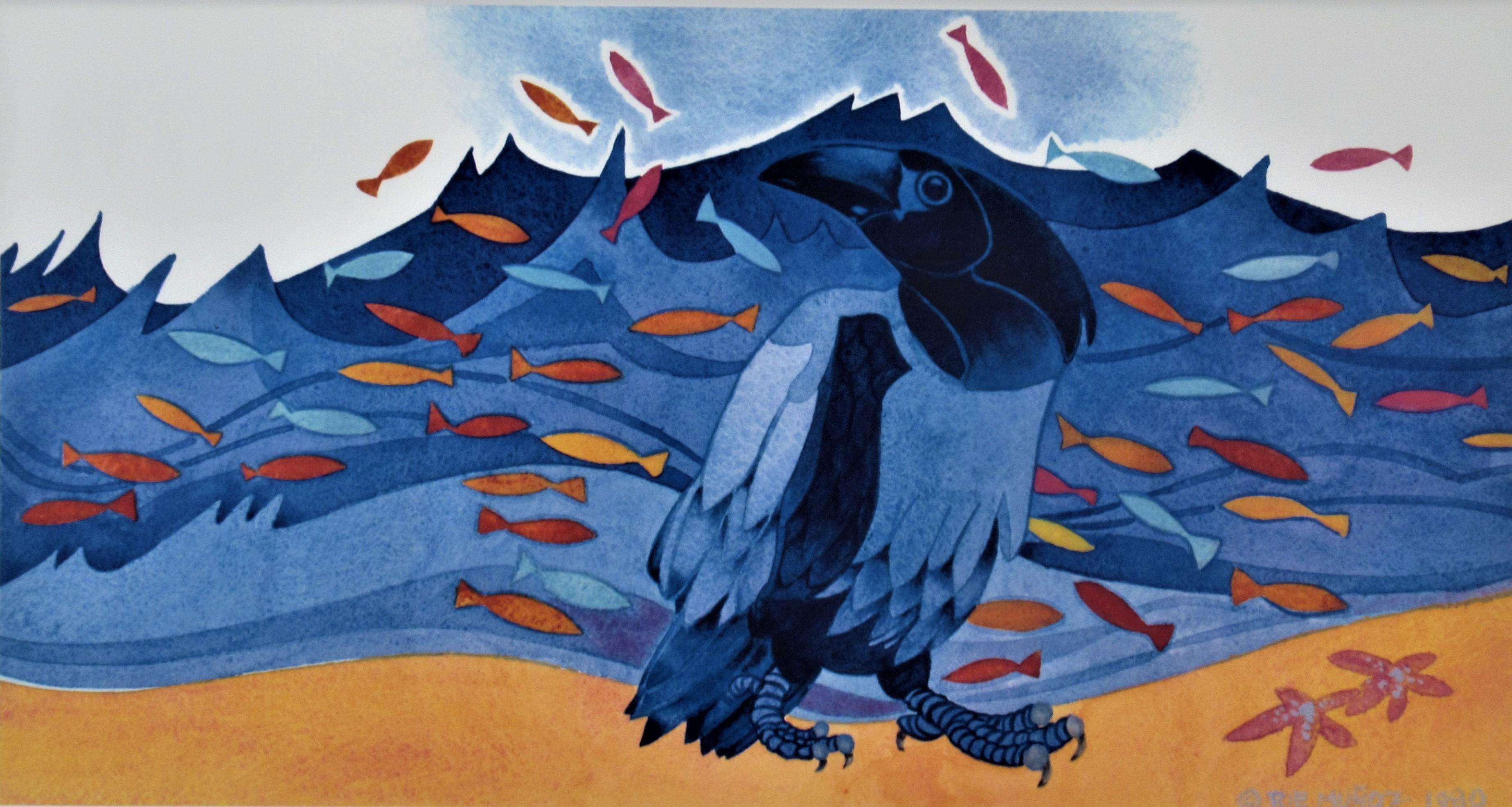 Raven and Herring - Print by Rie Munoz