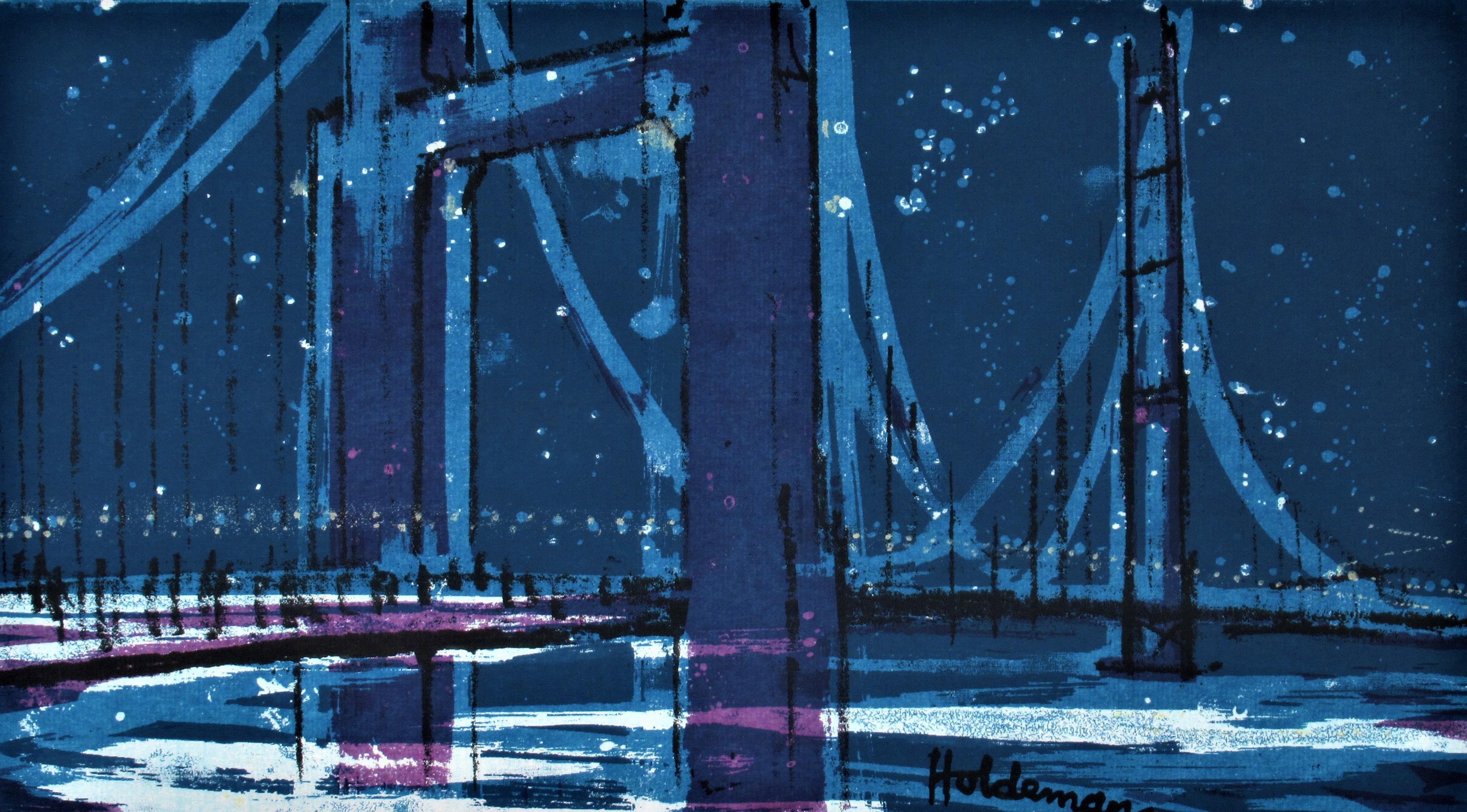 Golden Gate Bridge, San Francisco, at Night - Print by Robert Holdeman