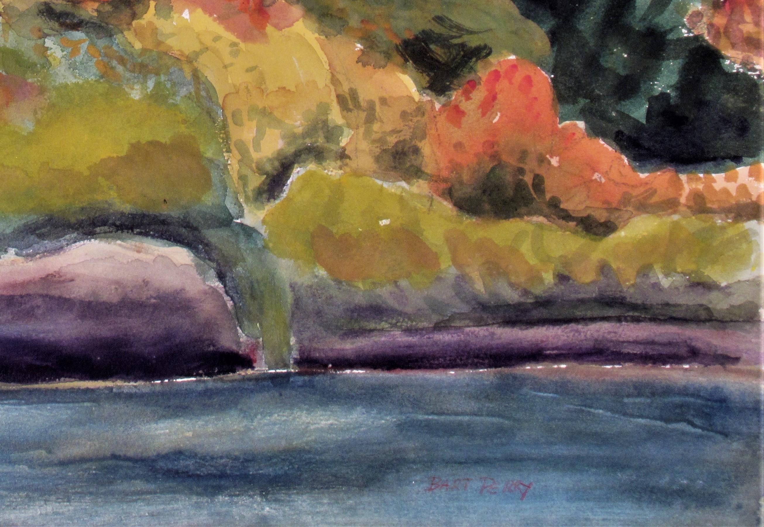Artiste :   Bart Perry (Américain, 1906-1992)
Titre :   Lac Tahoe
Année :  c.1960
Moyen :	Aquarelle
Papier :   Papier aquarelle
Taille de l'image :  17 x 22.5 pouces
le format du papier :  17 x 22.5 pouces
Signature :   Signé en bas à droite au