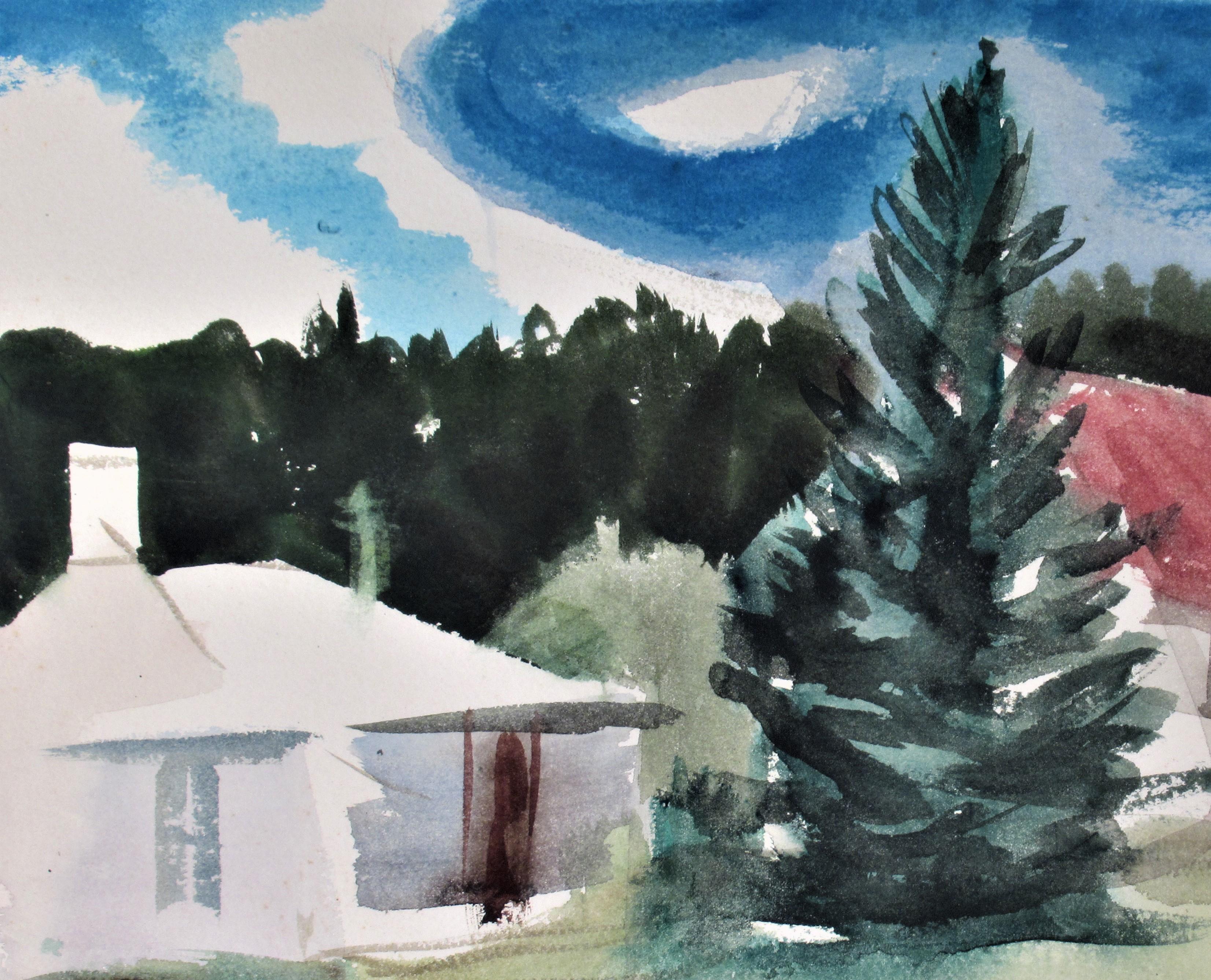 Landscape with Houses - Art by Robert Holdeman