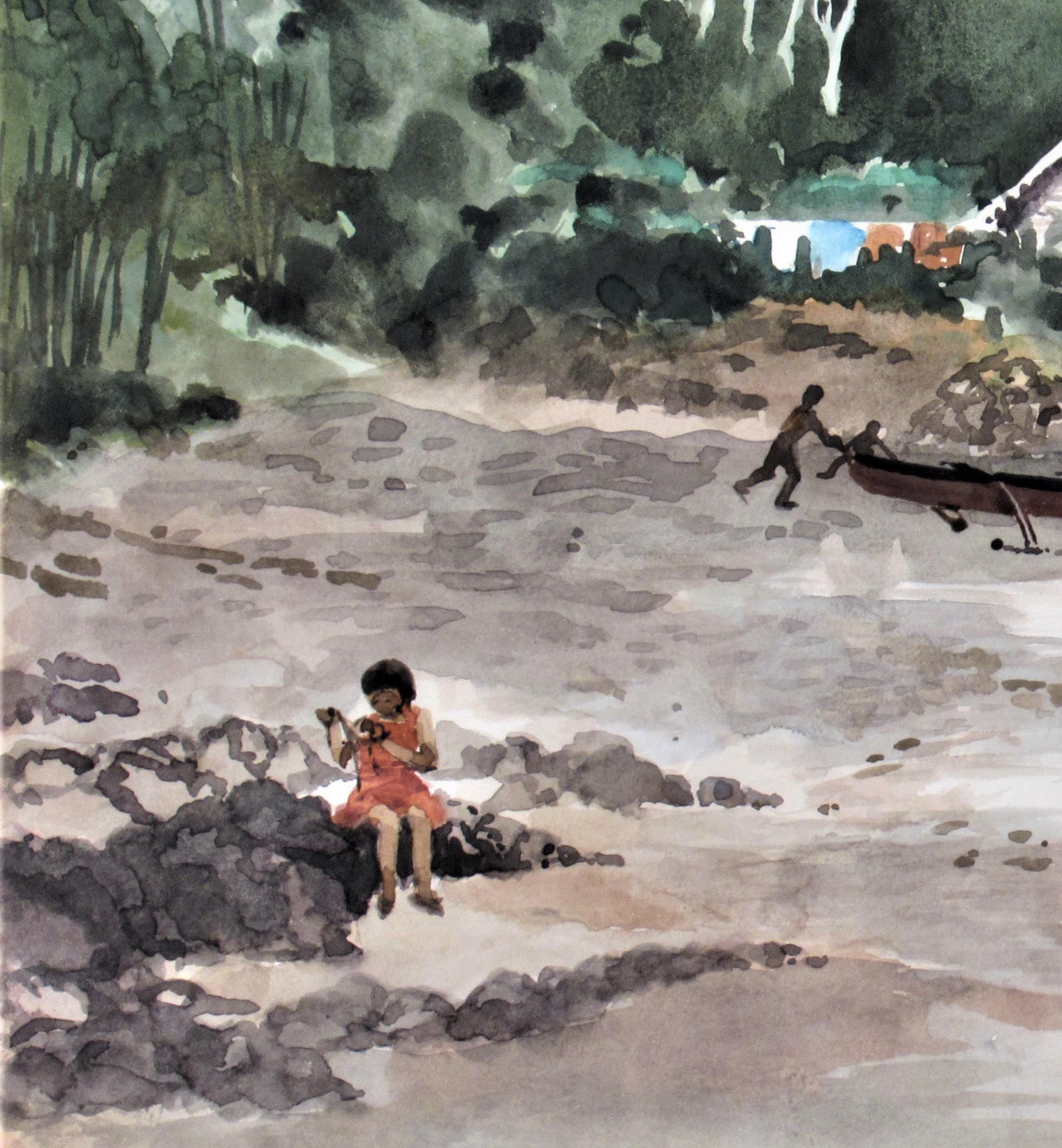 Coastal Landscape with Child - Art by Teresita (Tessie) Duldulao