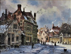 Paysage urbain européen d'hiver