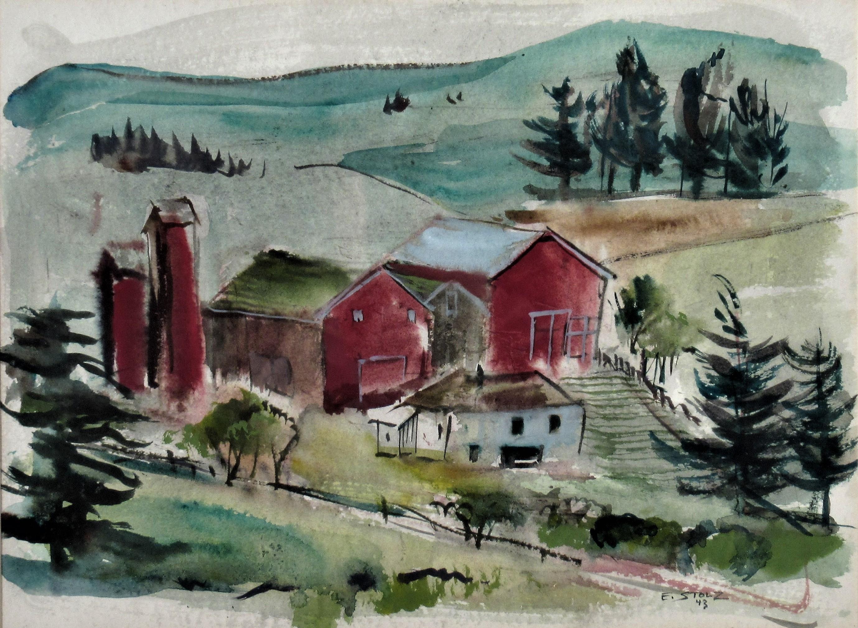 California Landscape with Farm - Art by Hernst Stolz