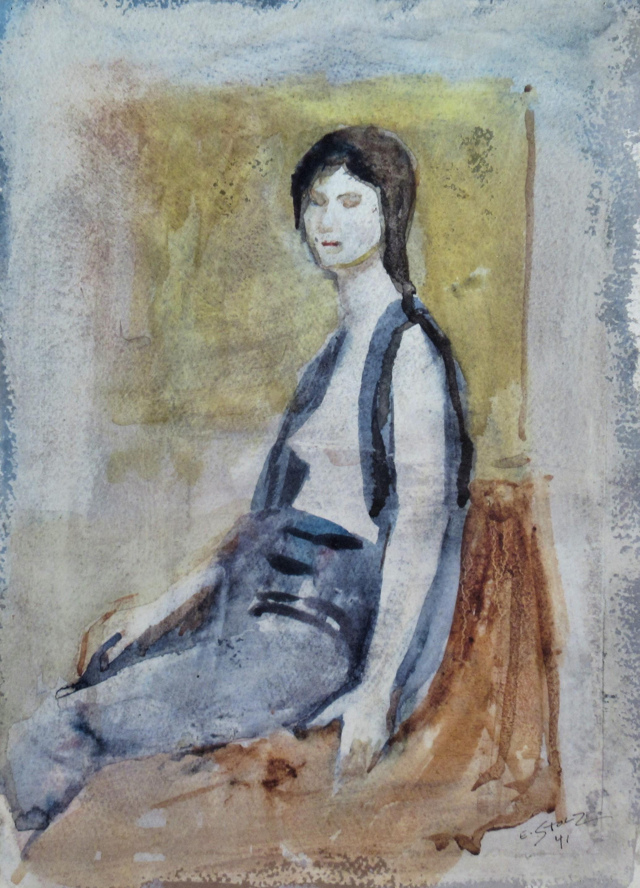 Woman Sitting - Art by Hernst Stolz