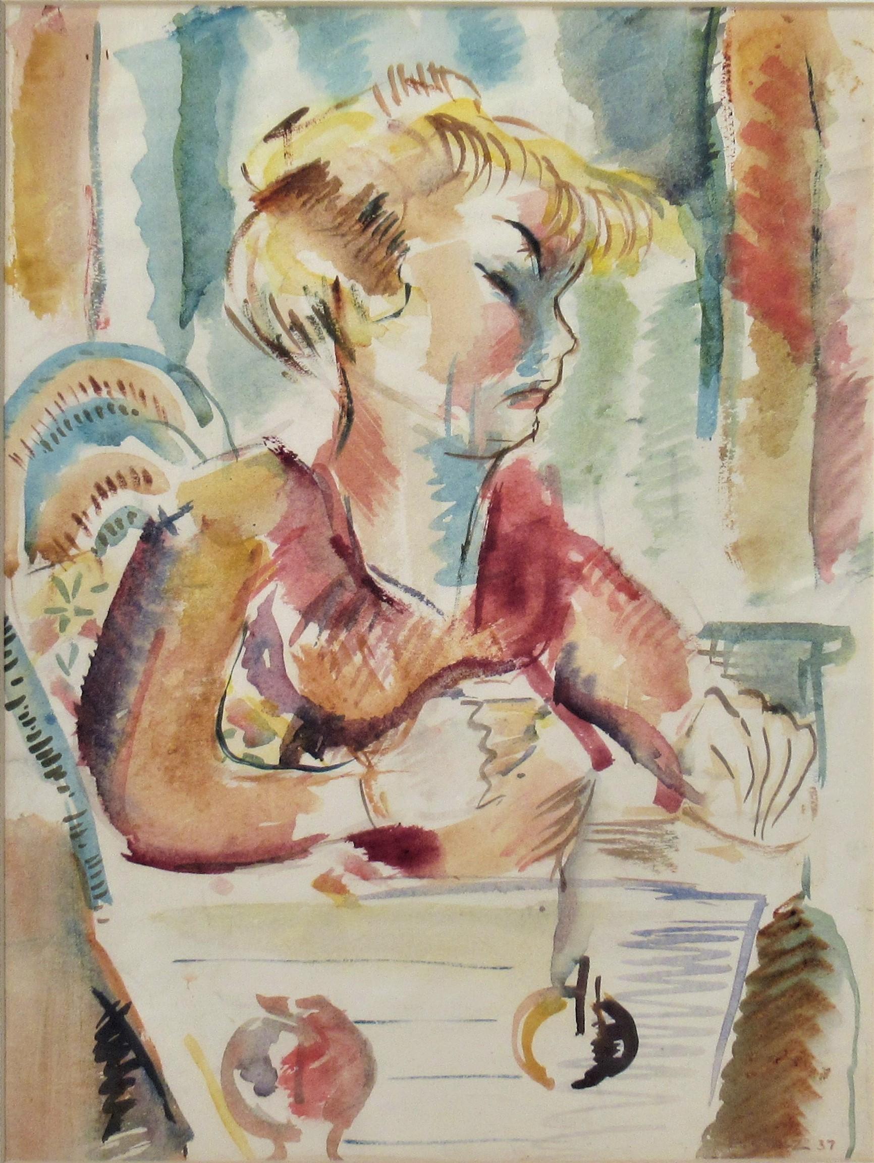 Mujer en una silla - Art de Hernst Stolz