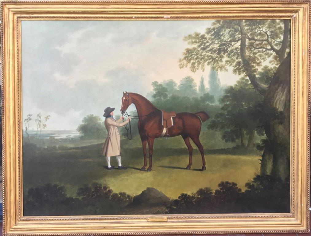 18th Century Oil Painting of Horse and his master - Hunter and Huntsman