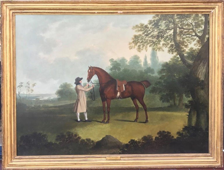 Charles Towne Animal Painting - 18th Century Oil Painting of Horse and his master - Hunter and Huntsman