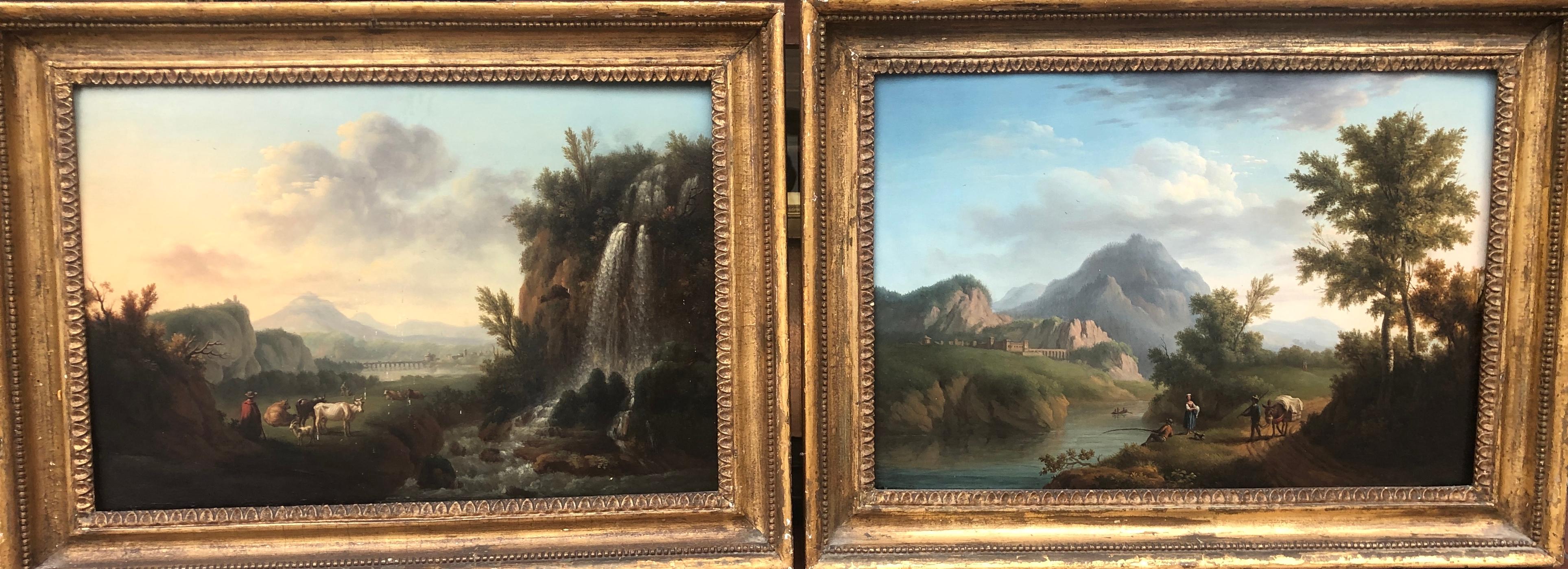 Petit Landscape Painting - Pair of 18th Century Landscapes on Panel