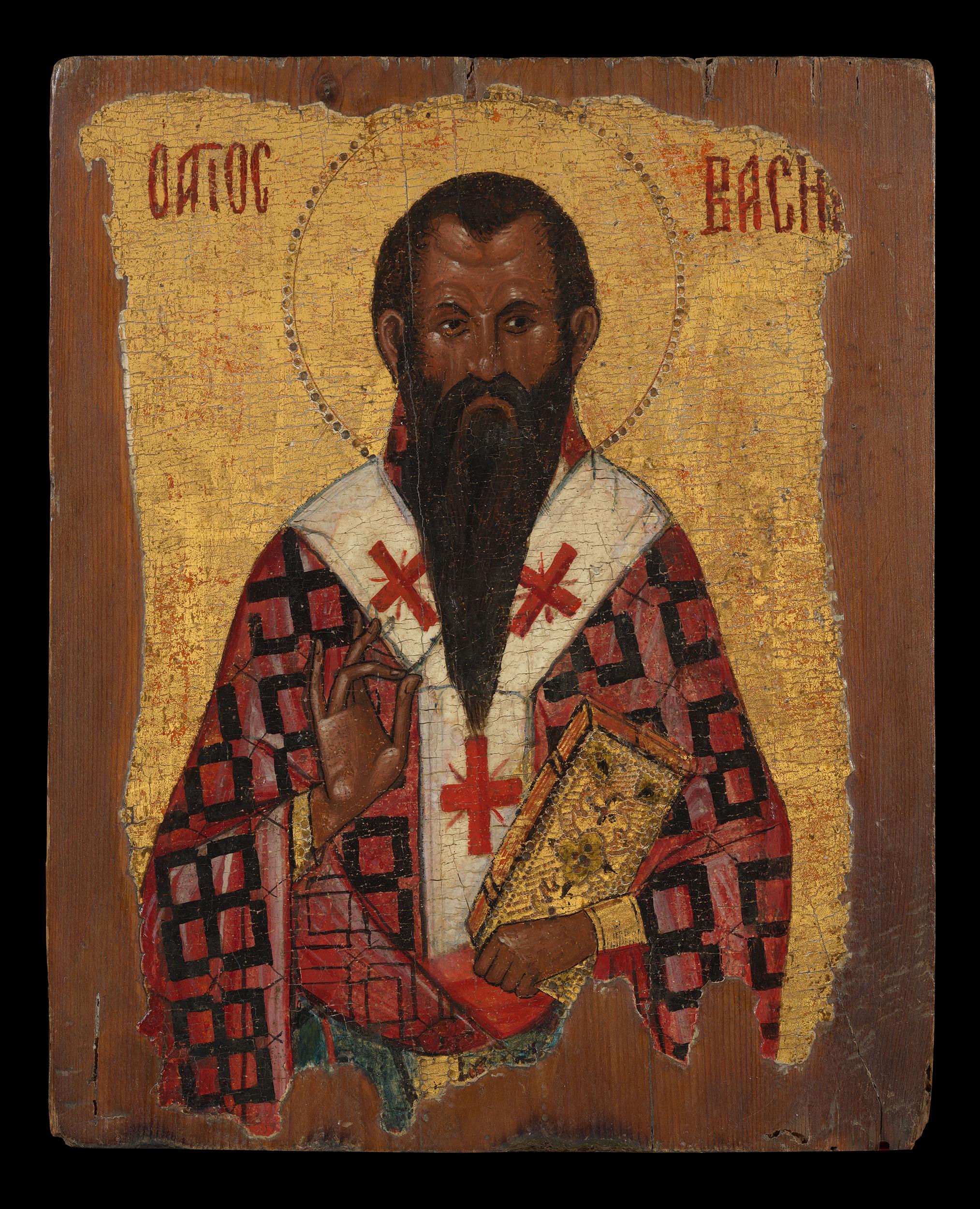 Cretan School icon of Saint Basil (The Great) (16th Century)