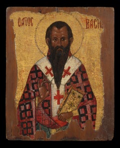 Cretan School icon of Saint Basil (The Great) (16th Century)