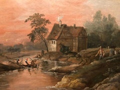 A Large 18th Century Hunting painting of Duck Flighting