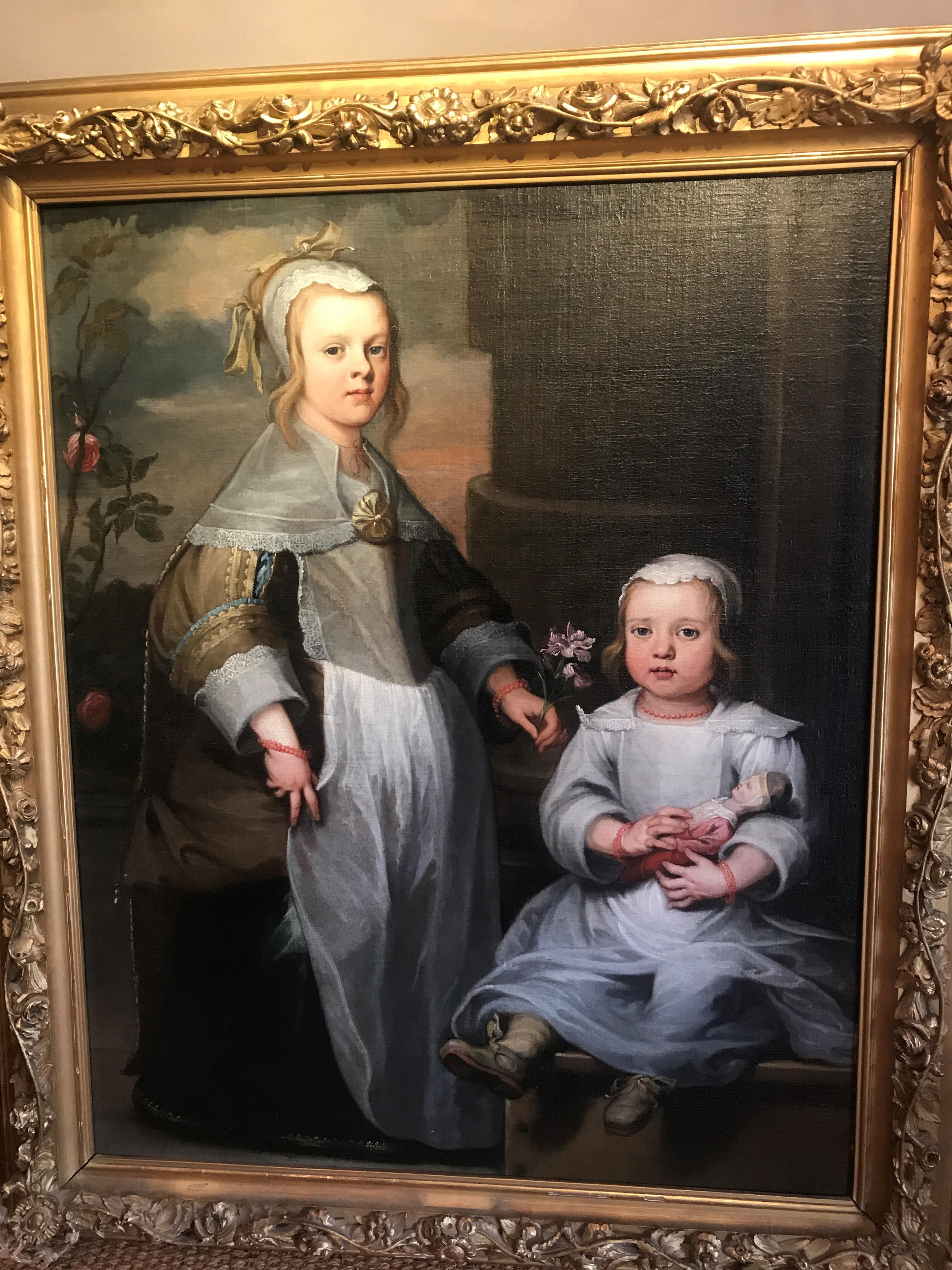 Portrait of Two Children - Old Masters Painting by Nicolaes Van Helt