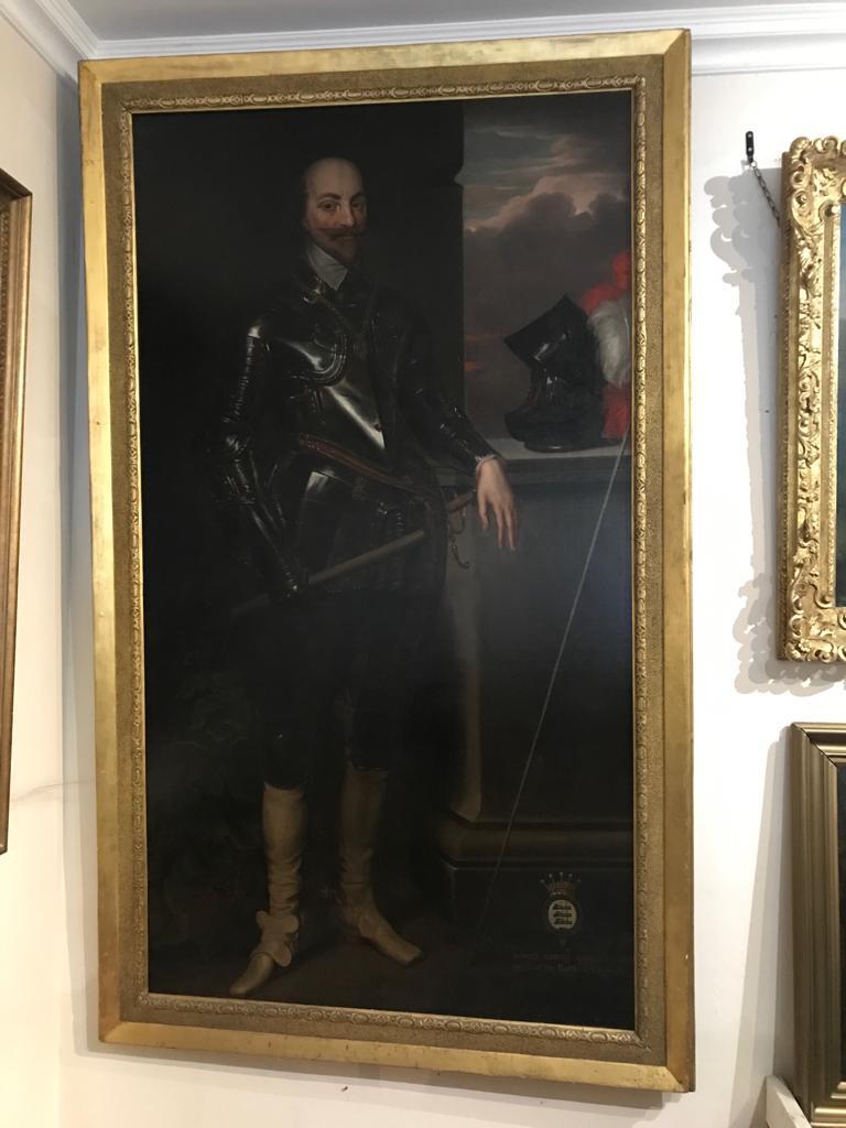 An Enormous and Imposing Portrait of Robert Bertie, 1st Earl of Lindsey - Old Masters Painting by Studio of Anthony Van Dyck