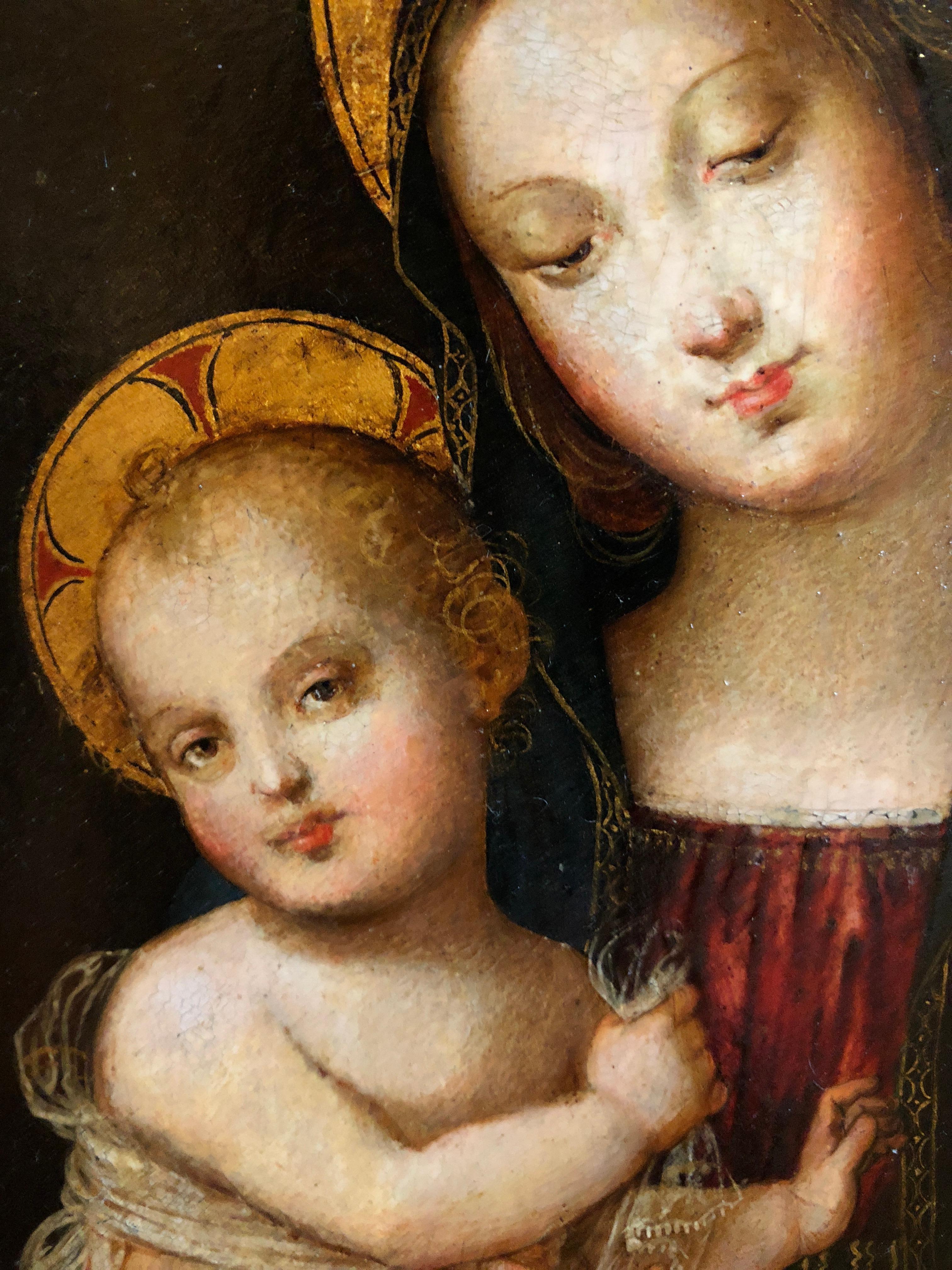 LO SPAGNA (1450 – 1528)
Madonna and Child
Oil and gold on panel
7 3/8 x 5 1/8 in. (8.7 x 12.8 cm.)
12.85 x 11 inches, inc. frame


Giovanni di Pietro, lo Spagna acquired his nickname because he was born in Spain. He was first documented in the