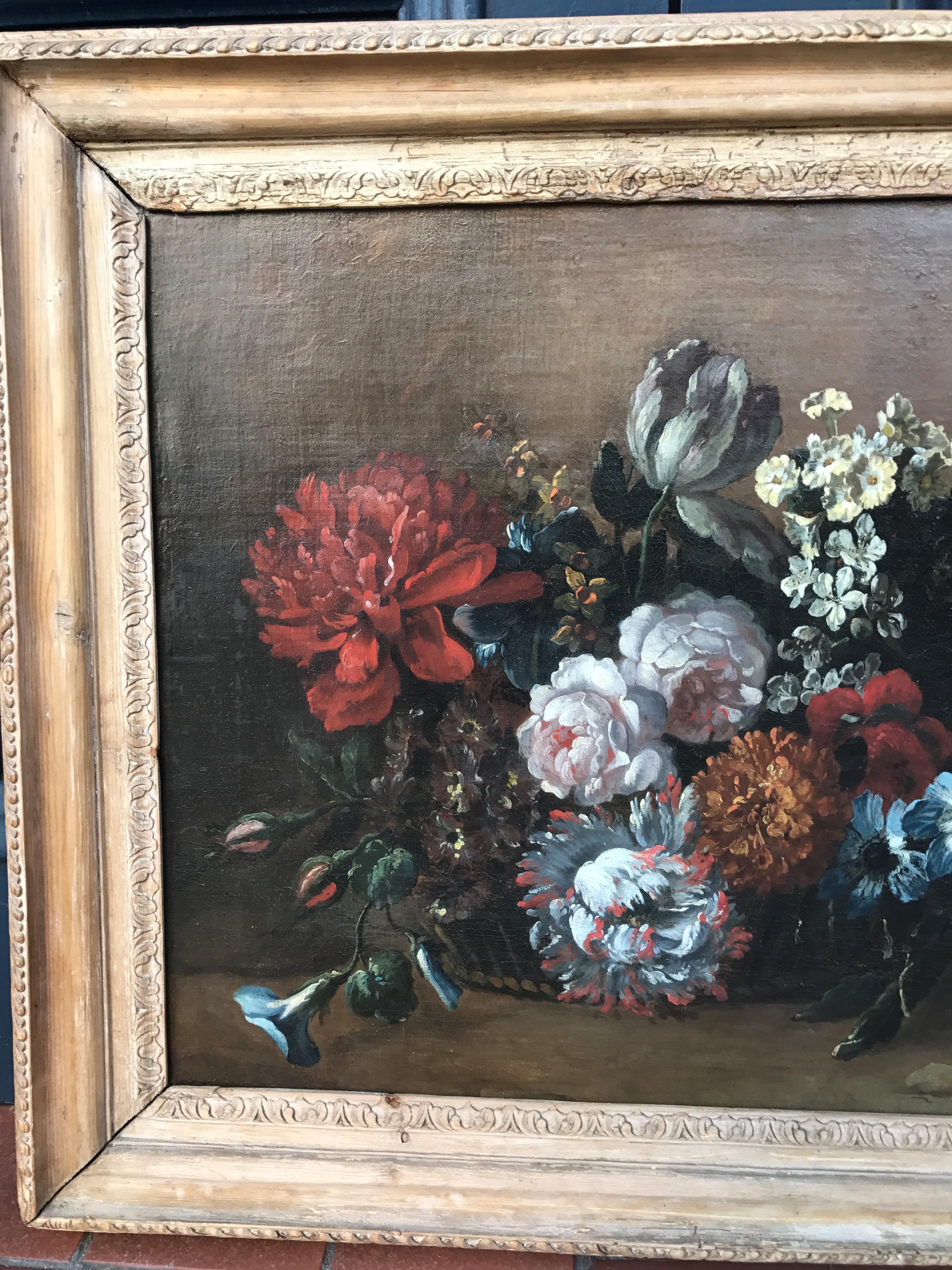 
Attributed to Jacob BOGDANI (1658-1724, Hungarian & British)
Still Life with Parrot Tulip, Roses, Poppies and other flowers
Oil on Canvas
c. 1720
Framed 28 x 32 inches

Bogdani was born into a protestant gentry family in the city of Eperjes in the