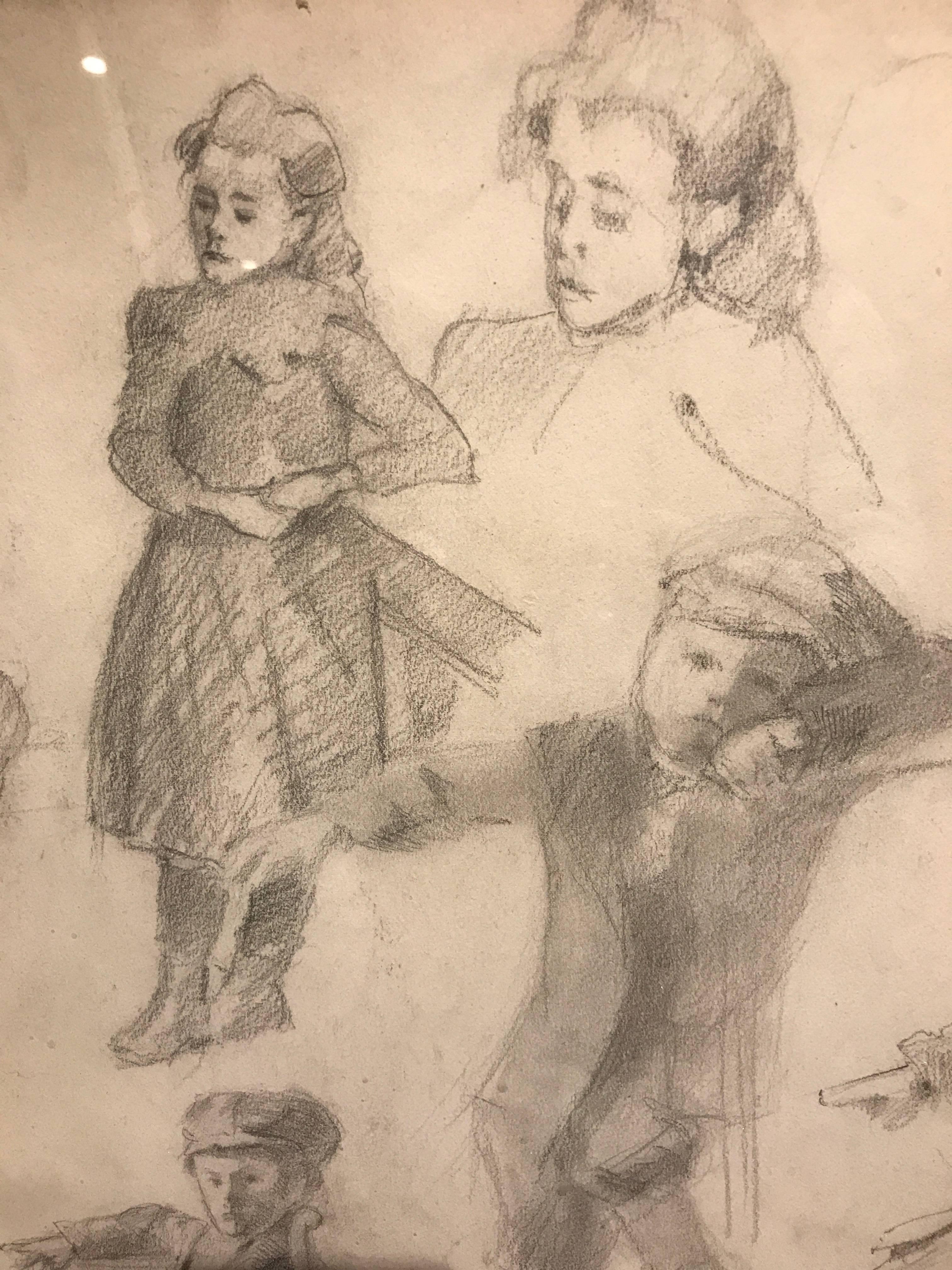 Early 20th Century Neo-Impressionist Portrait Drawing on Paper - Figural Studies - Post-Impressionist Art by Henri Edmond Cross