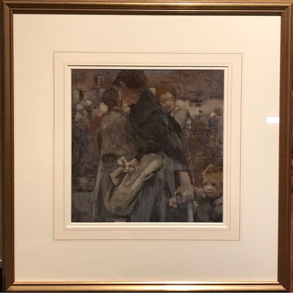 William Lee Hankey Figurative Art - 20th Century Watercolour Painting - At the Fish Market