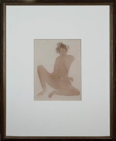 Rare Rodin aquarelle et crayon sur papier d'un nu assis - La danseuse cambodgienne