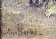 English Newlyn School Impressionist Oil Painting of A Rest From Ploughing