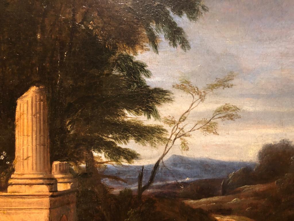 17th Century French Oil Painting Landscape with Classical Ruins 2