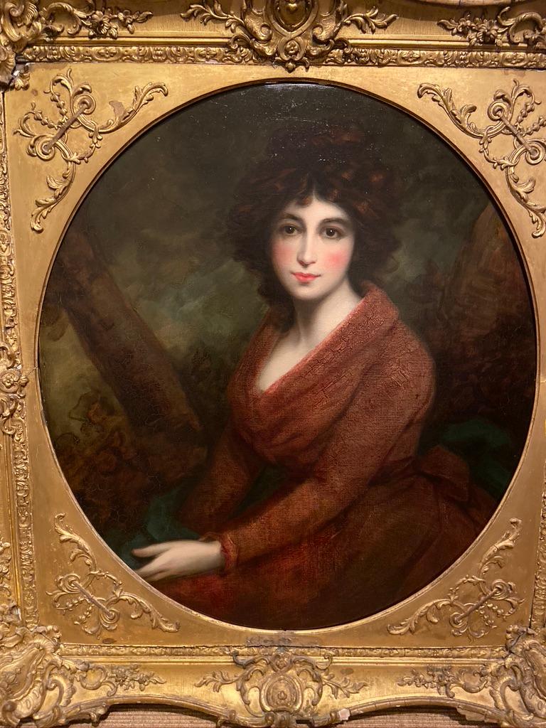 Peinture à l'huile du 19e siècle Portrait d'une muse - Marron Figurative Painting par John Opie