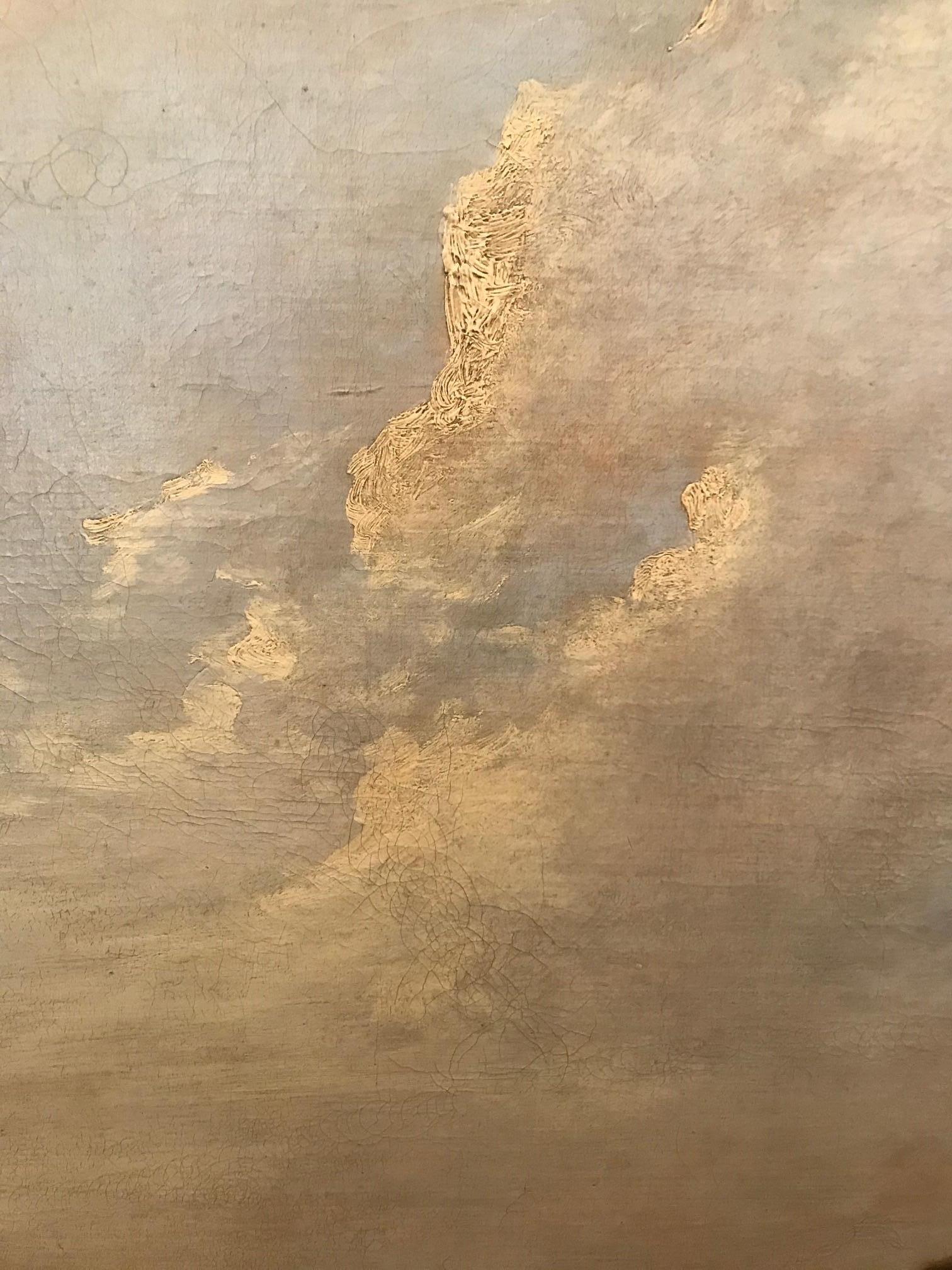 Peinture à l'huile anglaise du 18e siècle représentant un paysage à l'huile : des personnages élégants le long de la rivière Wye - Marron Landscape Painting par Attributed to William Marlow
