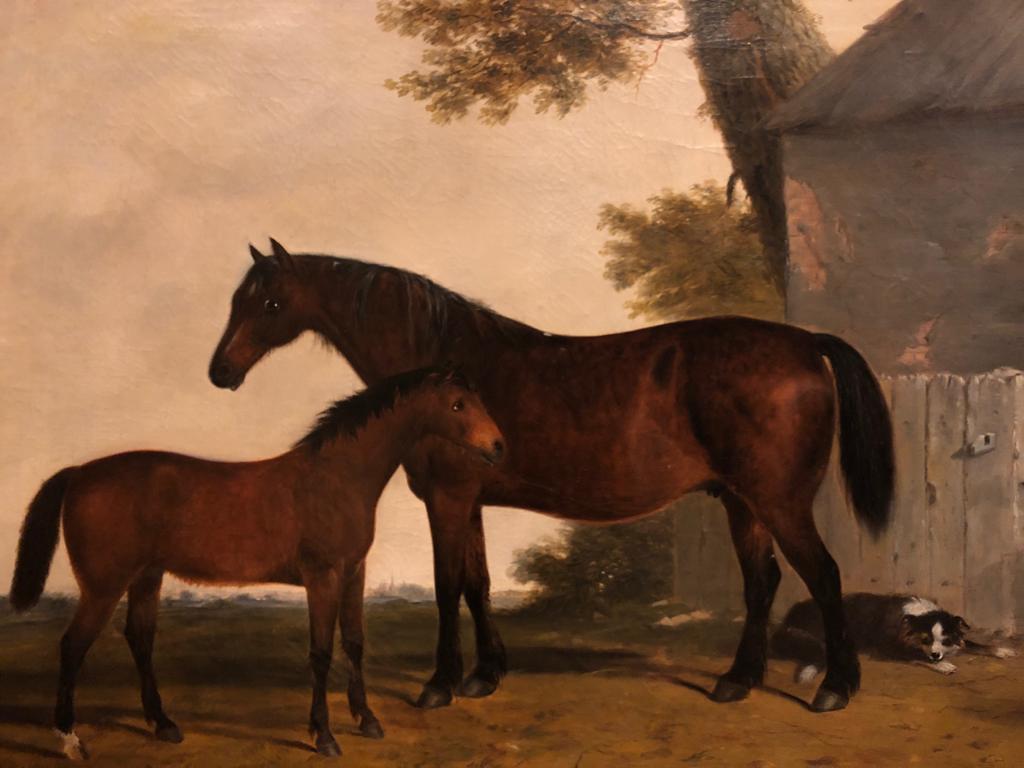 G. B. Newmarch (English, 1827 - 1873)
Mare and Foal
Signed ��‘G. B. Newmarch’ and dated ‘1854’
Oil on canvas
34 ½ x 39 ½ inches, inc. frame
The original frame needs some repairs and cleaning that are included in the price.

Born in the North East of
