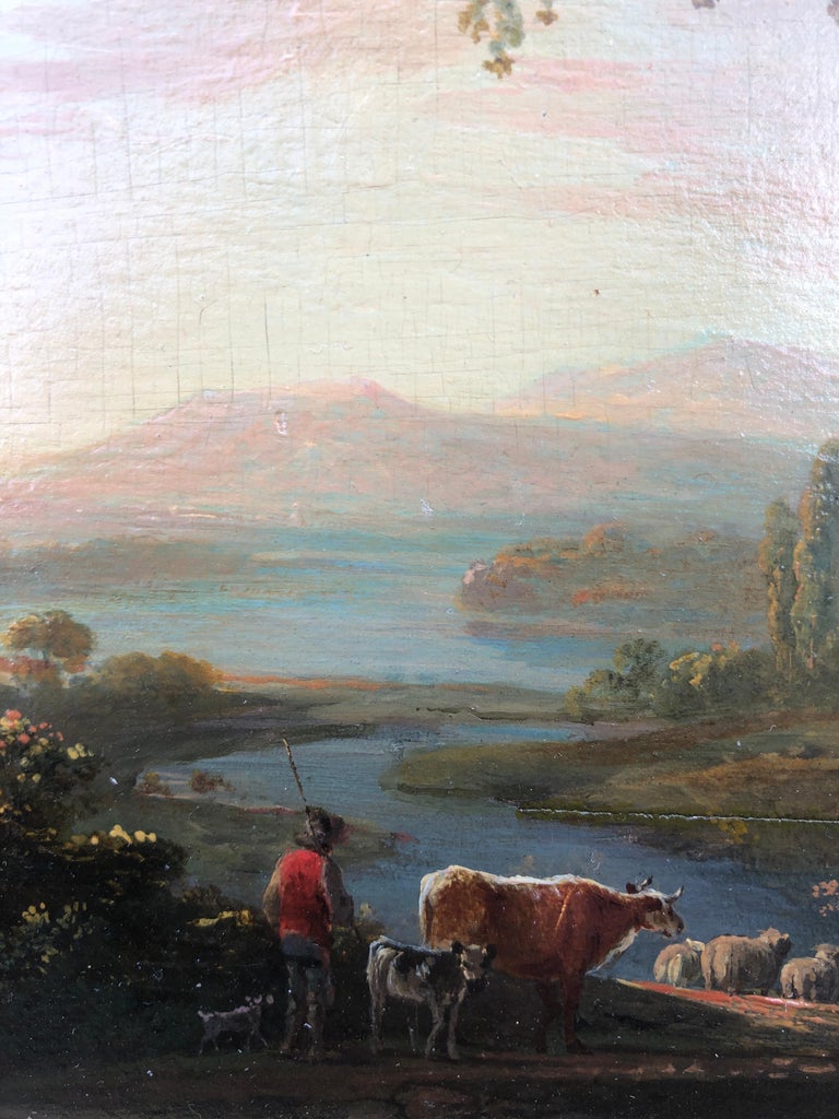Stunning Pair of 18th Century Arcadian English Landscapes For Sale 1