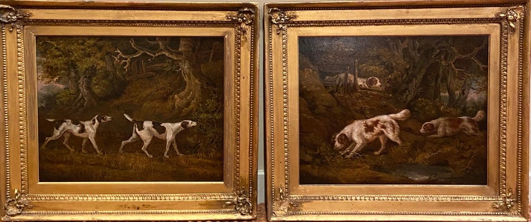 Ramsay Richard Reinagle Animal Painting - A Pair of 18th Century Spaniels and Pointers Hunting