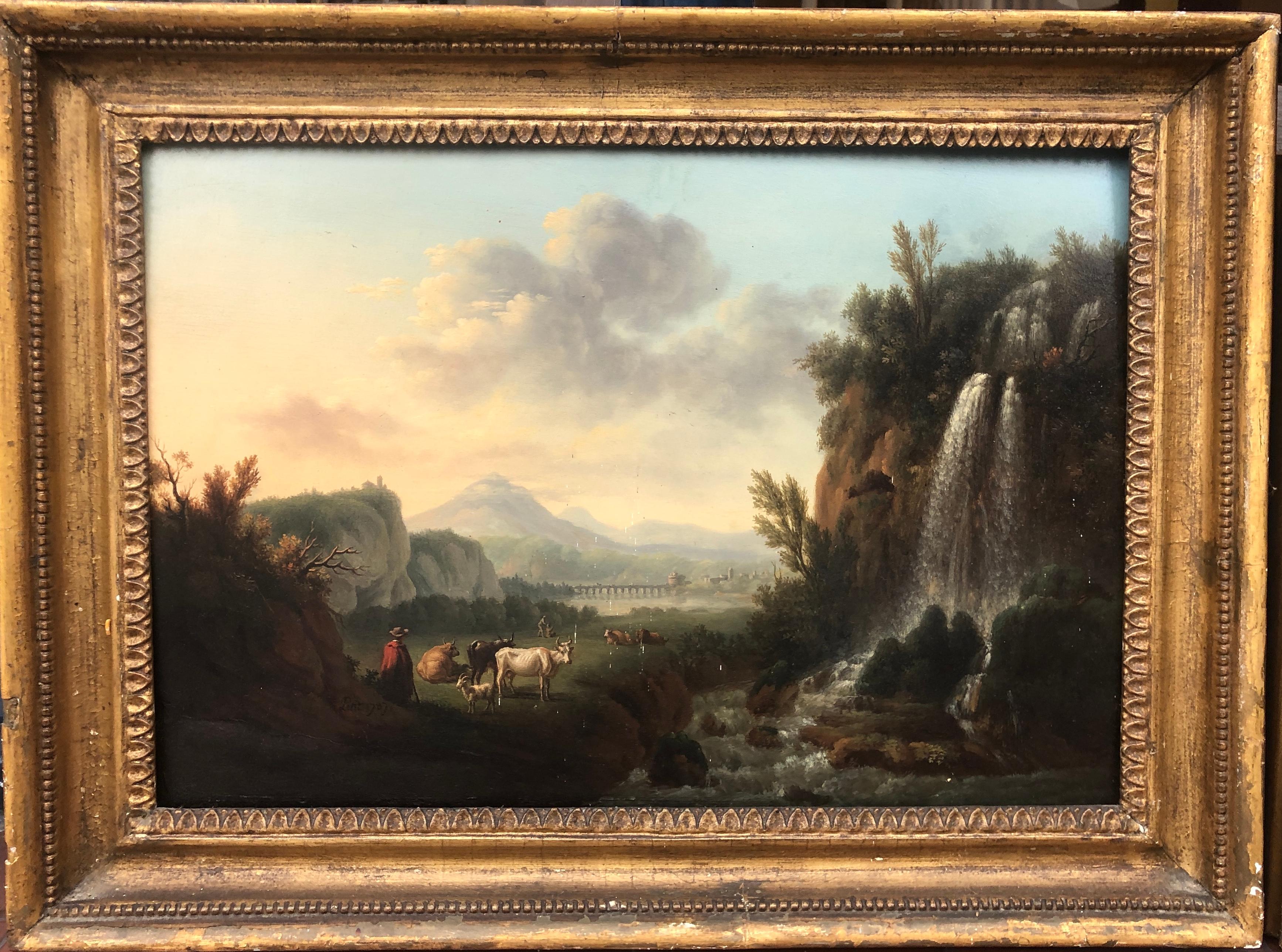 Pair of 18th Century Landscapes on Panel - Painting by Petit