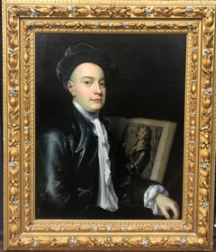 18th Century Portrait of George Vertue with an Engraving of The Prince of Savoy