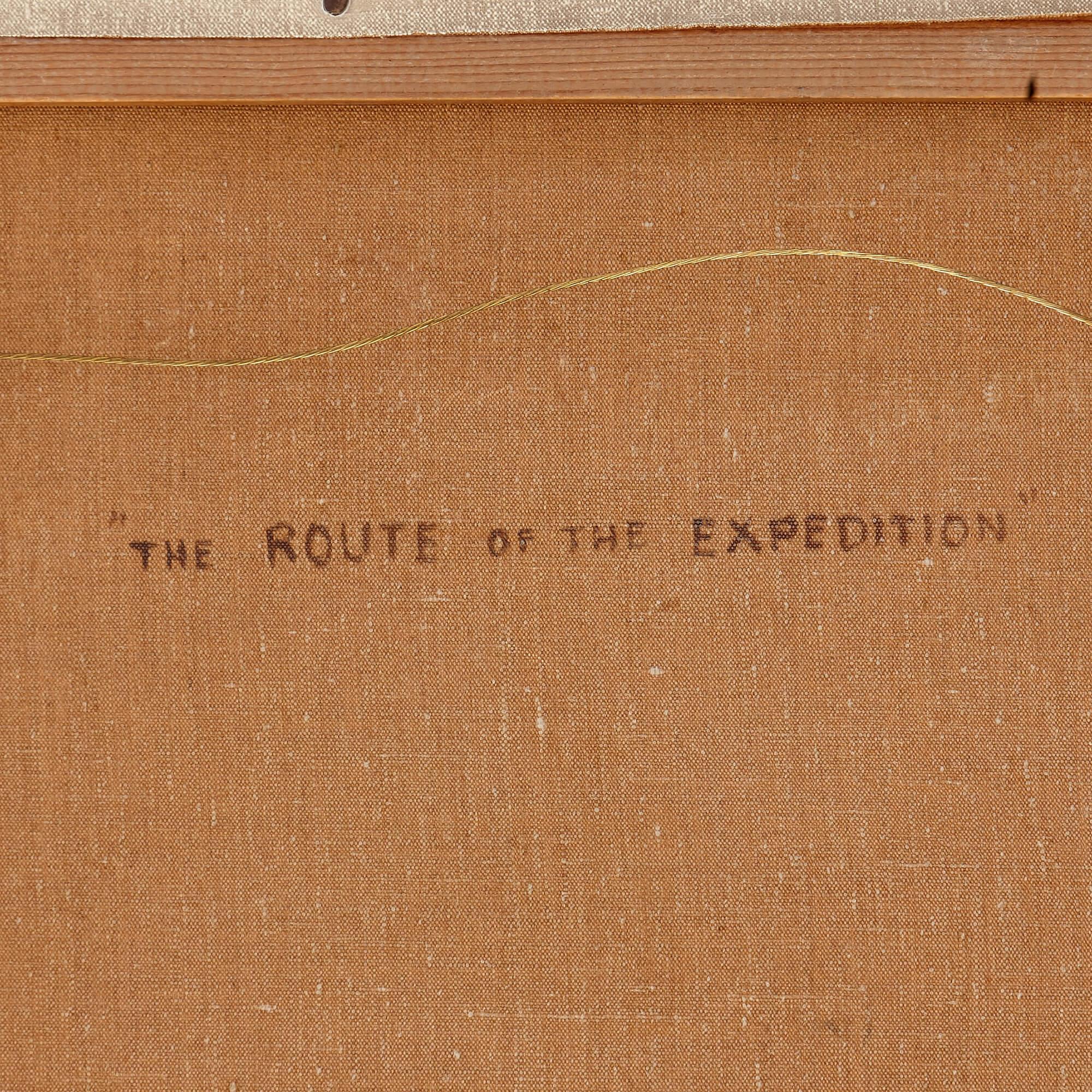 'The Route of the Expedition', oil on canvas group portrait painting - Brown Interior Painting by Charles Willis