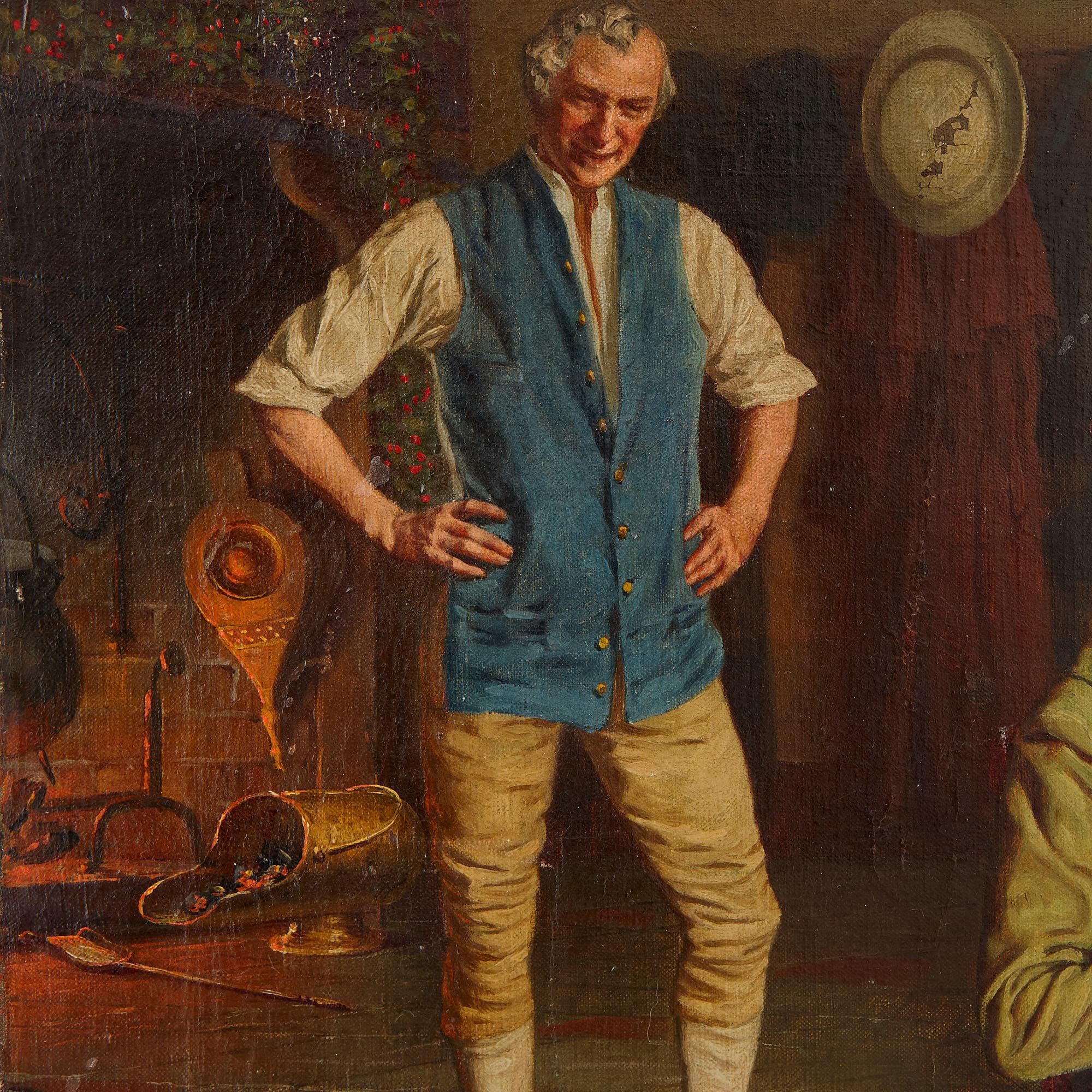 Pintura retrato de grupo después de la caza, óleo sobre lienzo - Interior Painting Marrón de John Alfred Mohlte